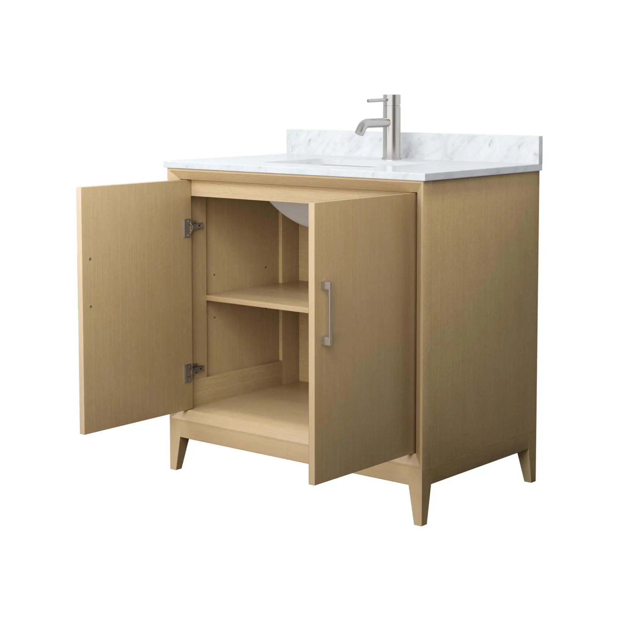 36" Janna Single Bathroom Vanity in White Oak with Brushed Nickel Trim by Wyndham