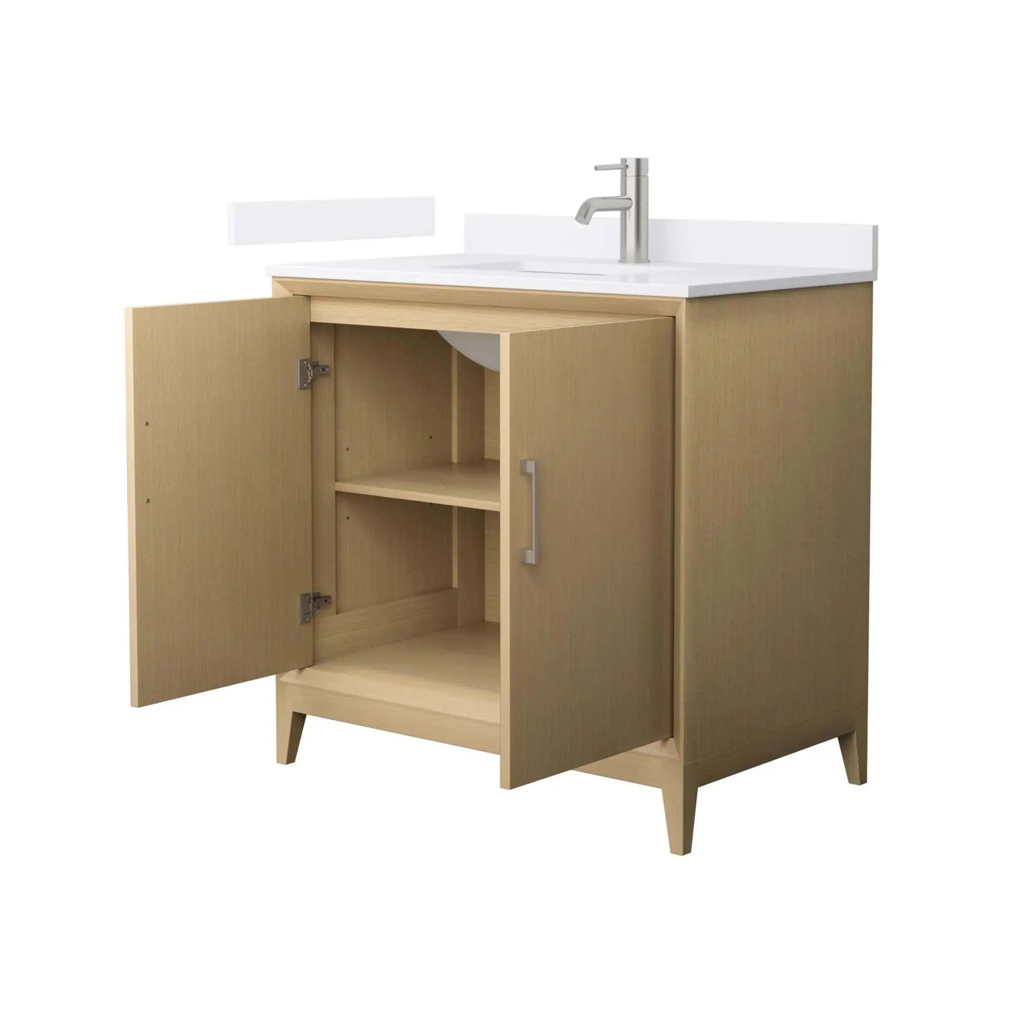 36" Janna Single Bathroom Vanity in White Oak with Brushed Nickel Trim by Wyndham