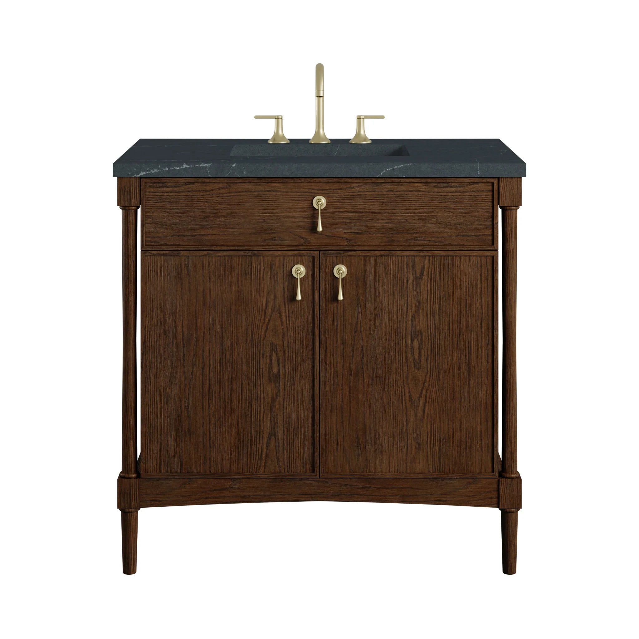 36" Kinnsden Single Vanity in Sable Oak by James Martin Vanities-Charcoal Soapstone Silestone