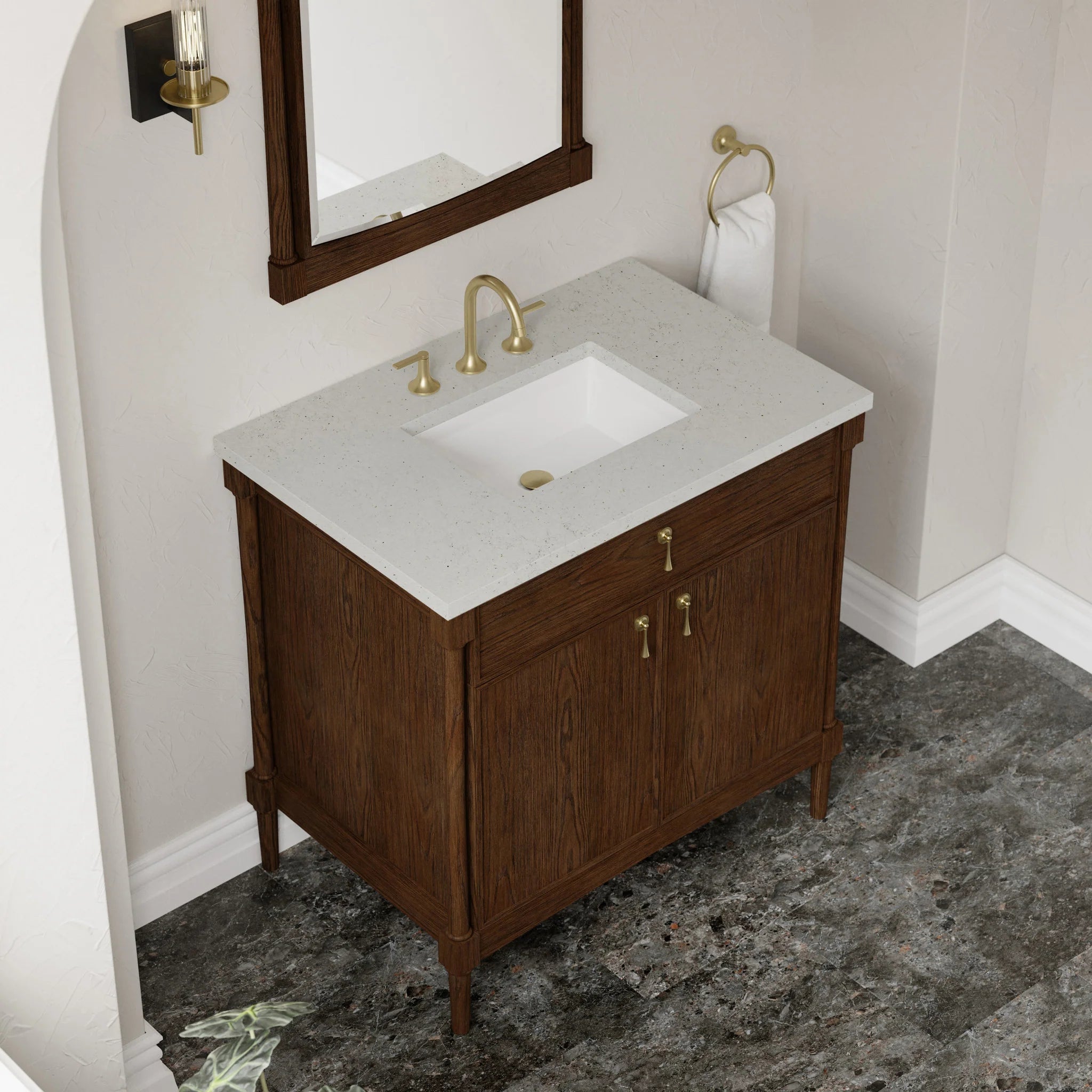 36" Kinnsden Single Vanity in Sable Oak by James Martin Vanities-Lime Delight Silestone 5