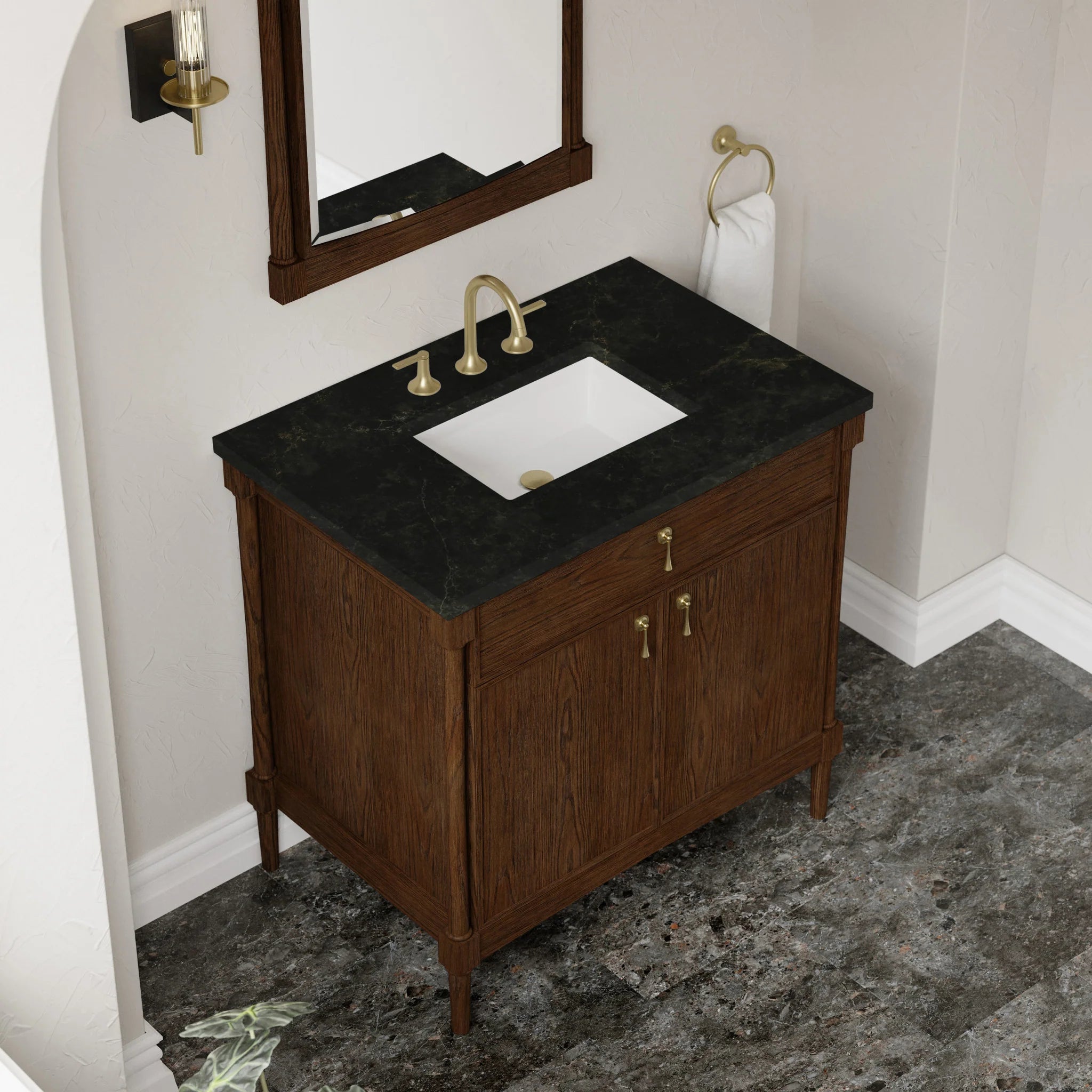 36" Kinnsden Single Vanity in Sable Oak by James Martin Vanities-Phantome Eclos 5