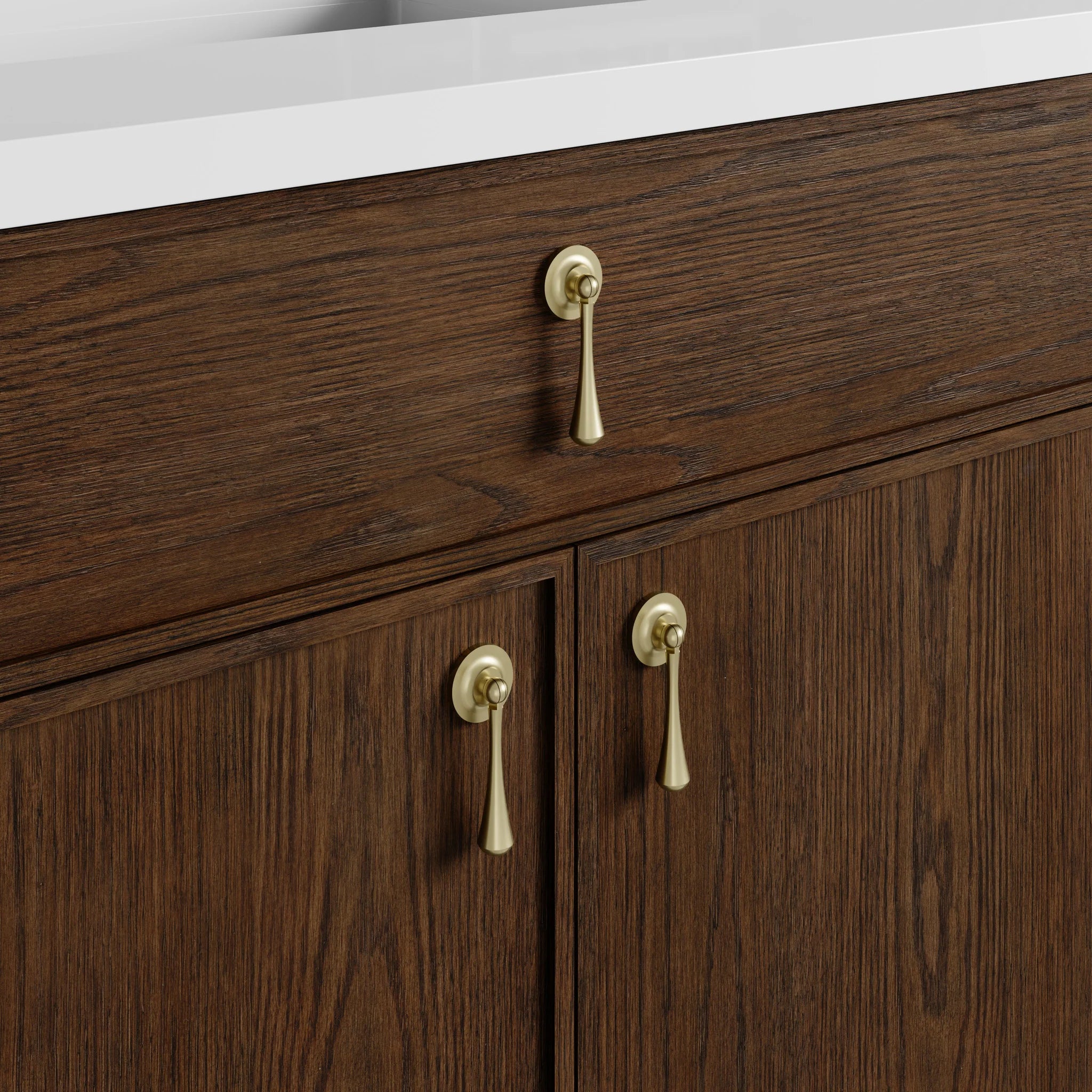 36" Kinnsden Single Vanity in Sable Oak by James Martin Vanities-White Zeus Silestone 14