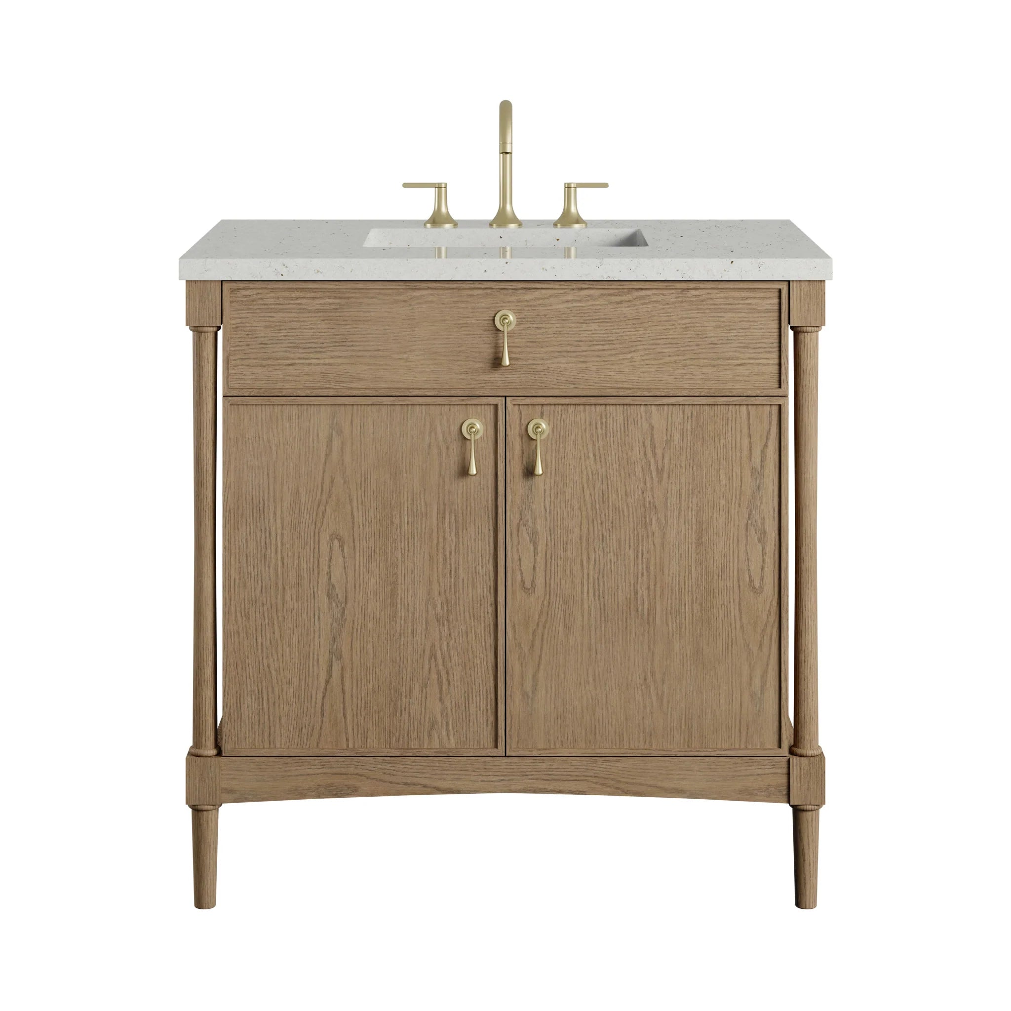 36" Kinnsden Single Vanity in Weathered Oak by James Martin Vanities-Lime Delight Silestone
