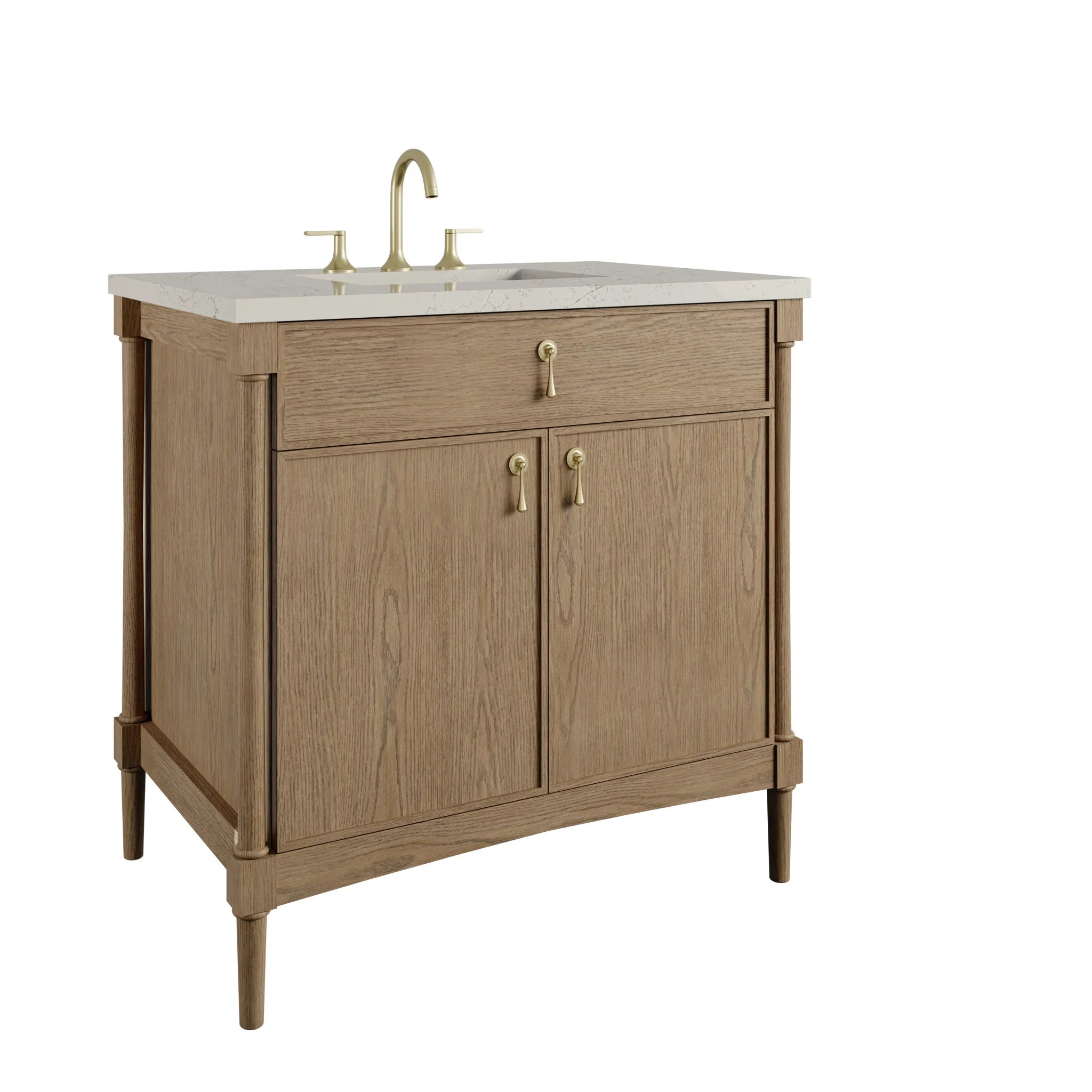 36" Kinnsden Single Vanity in Weathered Oak by James Martin Vanities-Siberian Silestone 9