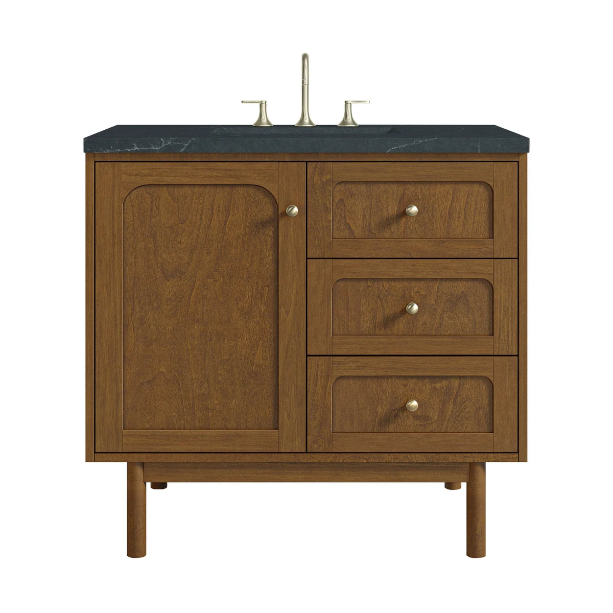 36" Laurent Single Vanity in Light Honey Oak-jmv-Charcoal Soapstone Silestone-8" Widespread image 18