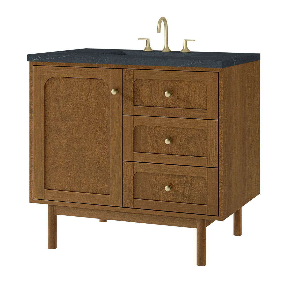 36" Laurent Single Vanity in Light Honey Oak-jmv-Charcoal Soapstone Silestone-8" Widespread image 26