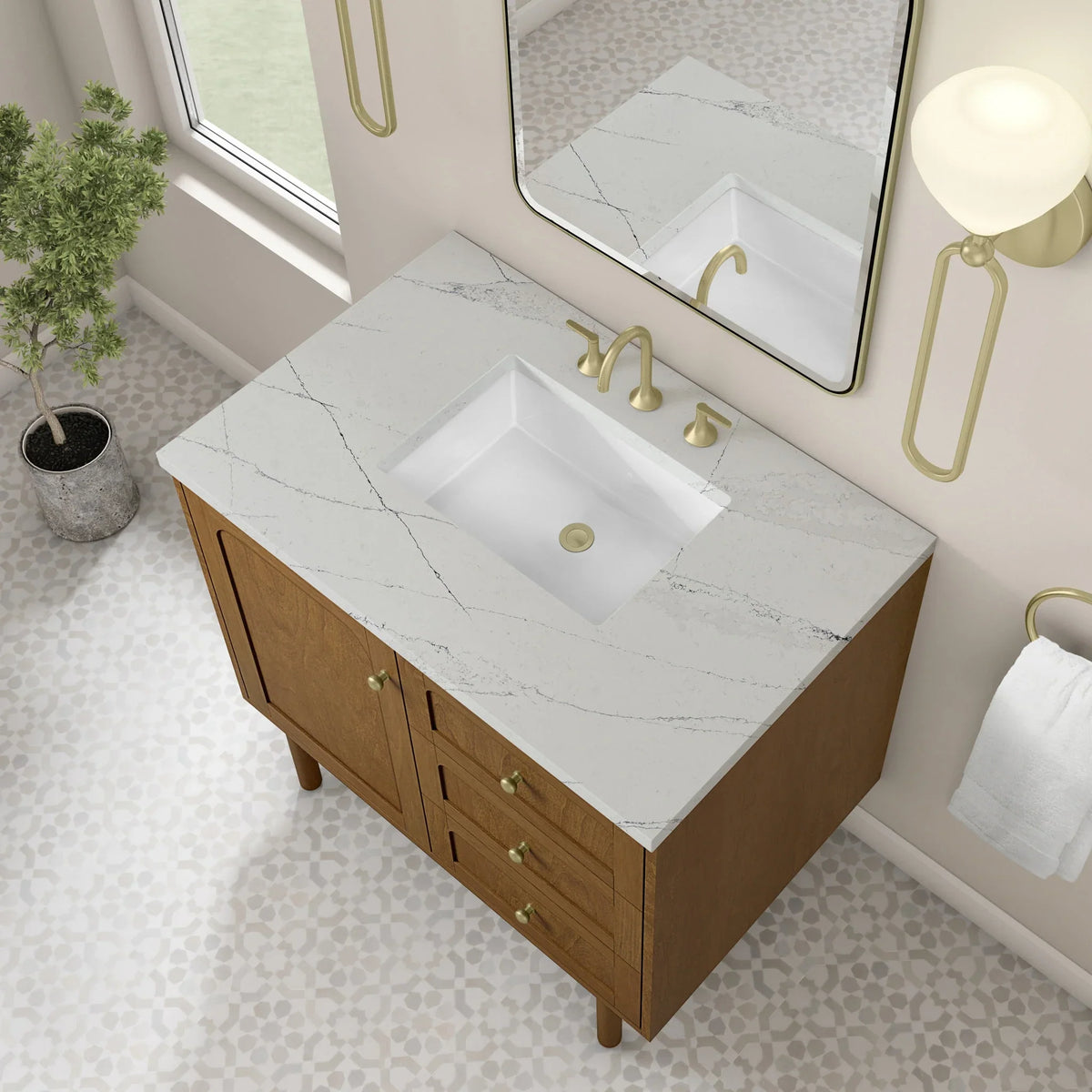 36" Laurent Single Vanity in Light Honey Oak-jmv-Ethereal Noctis Silestone-8" Widespread image 38
