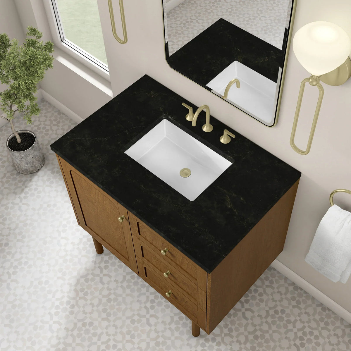 36" Laurent Single Vanity in Light Honey Oak-jmv-Phantome Eclos-8" Widespread image 65