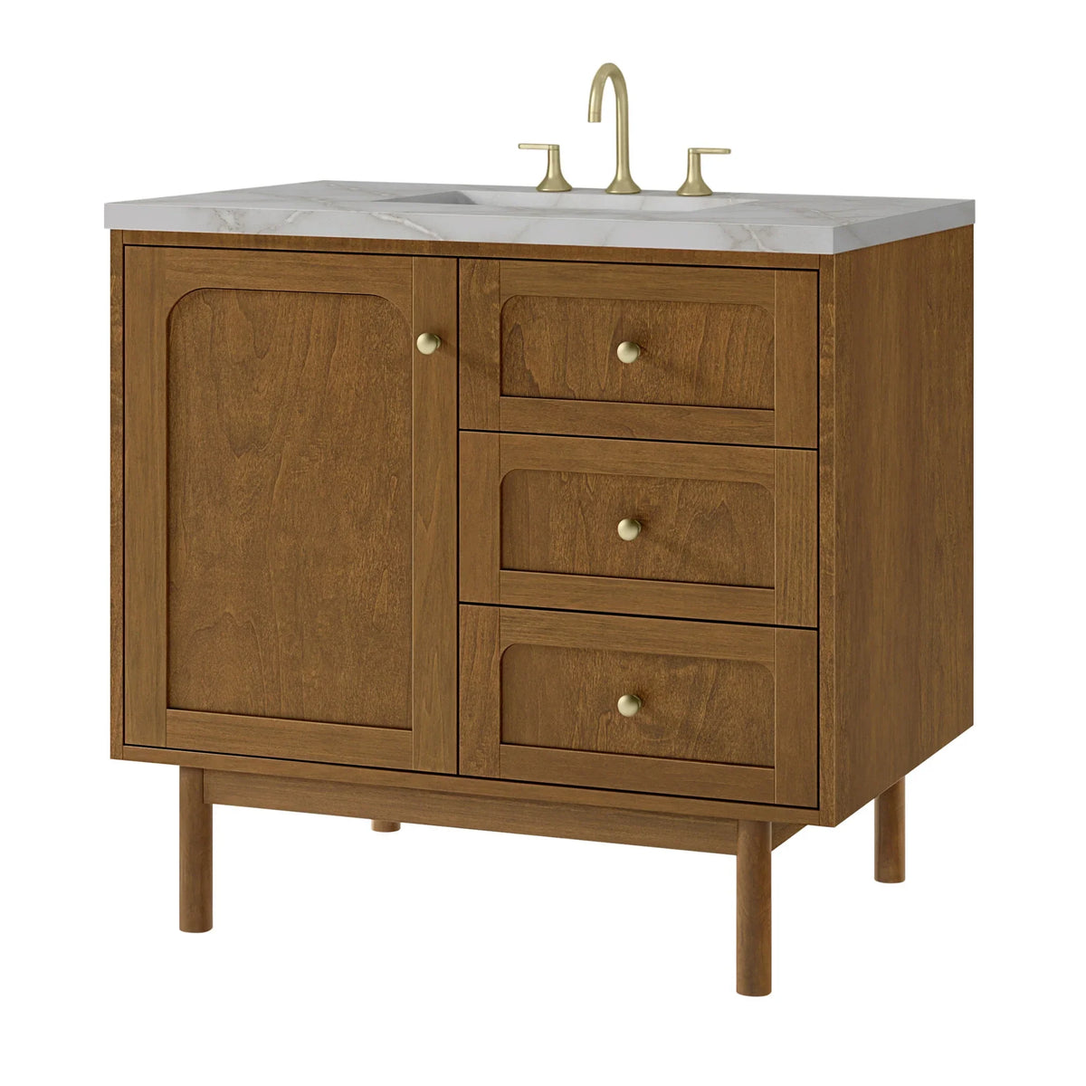 36" Laurent Single Vanity in Light Honey Oak-jmv-Victorian Silver Silestone-8" Widespread image 98