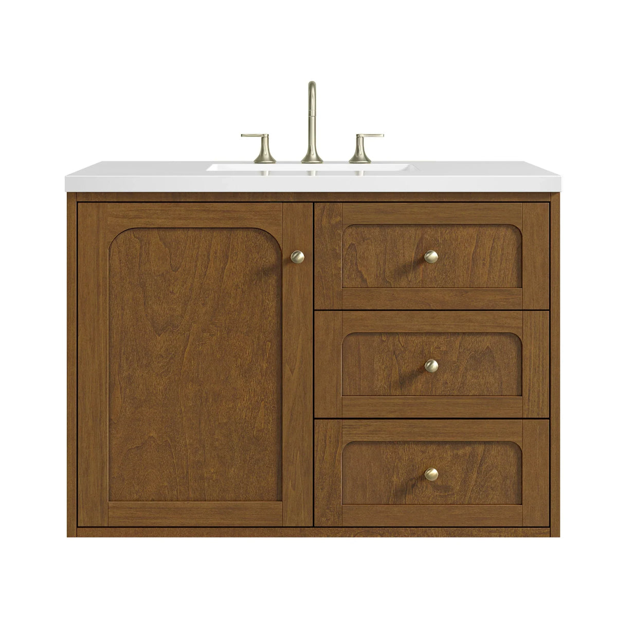 36" Laurent Single Vanity in Light Honey Oak-jmv-White Zeus Silestone-8" Widespread image 112