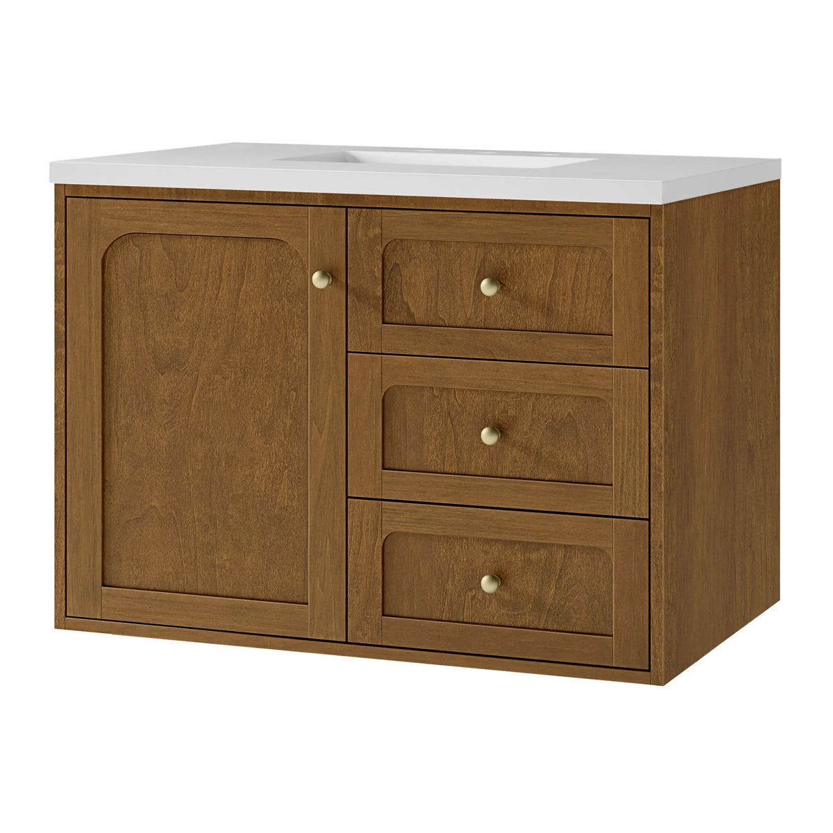 36" Laurent Single Vanity in Light Honey Oak-jmv-White Zeus Silestone-8" Widespread image 113