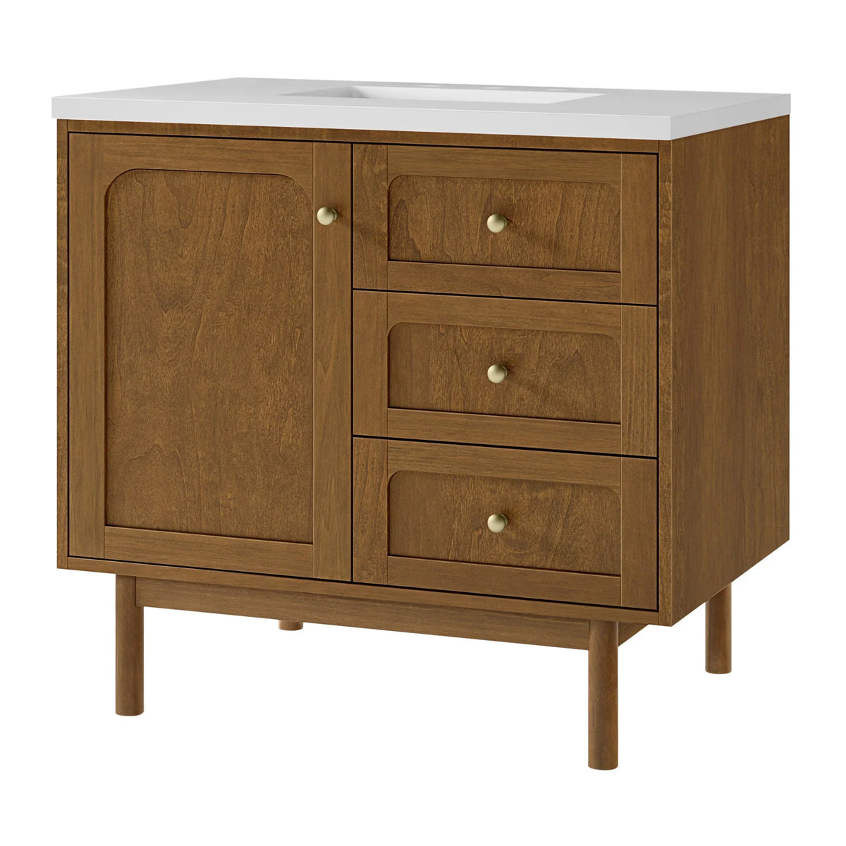 36" Laurent Single Vanity in Light Honey Oak-jmv-White Zeus Silestone-8" Widespread image 114