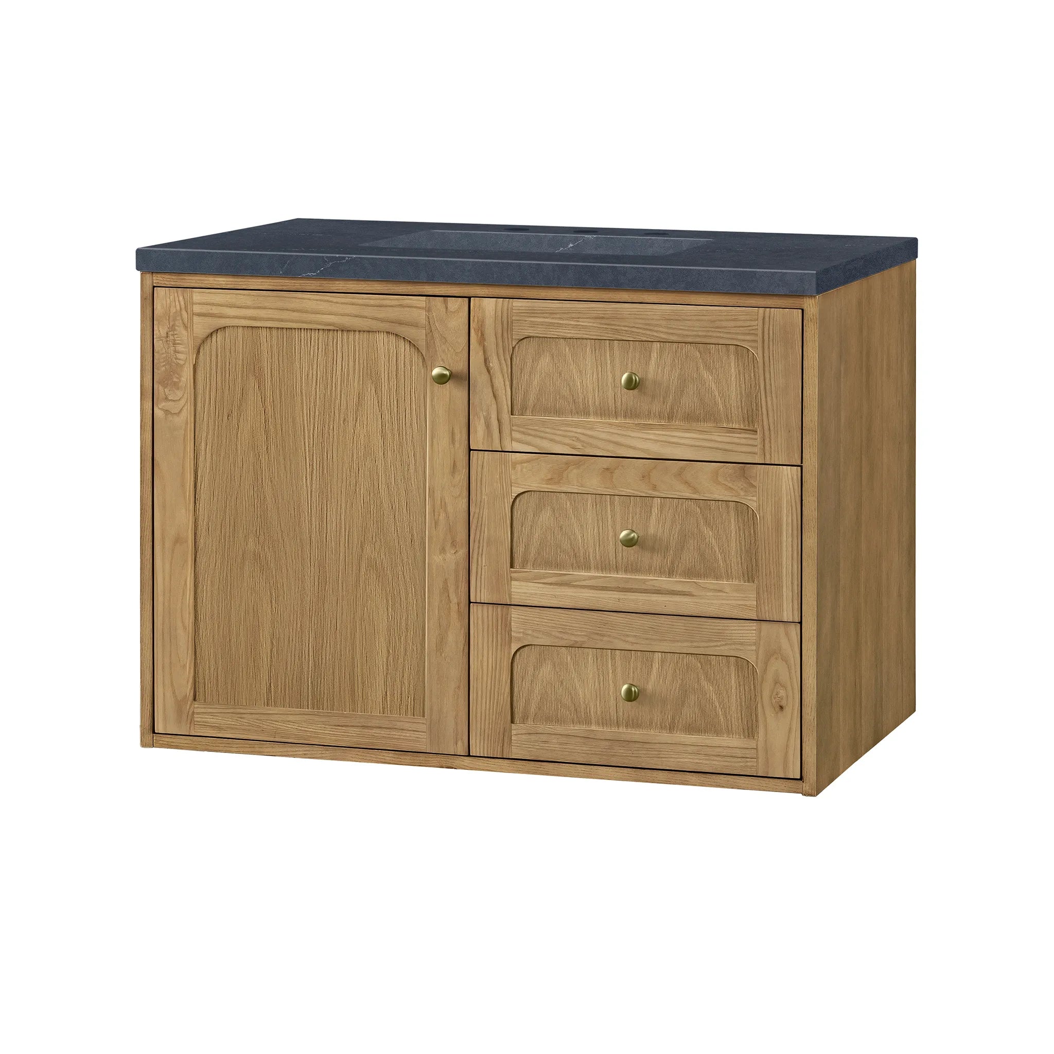 36" Laurent Single Vanity in Light Natural Oak-Charcoal Soapstone Silestone-8" Widespread image 10