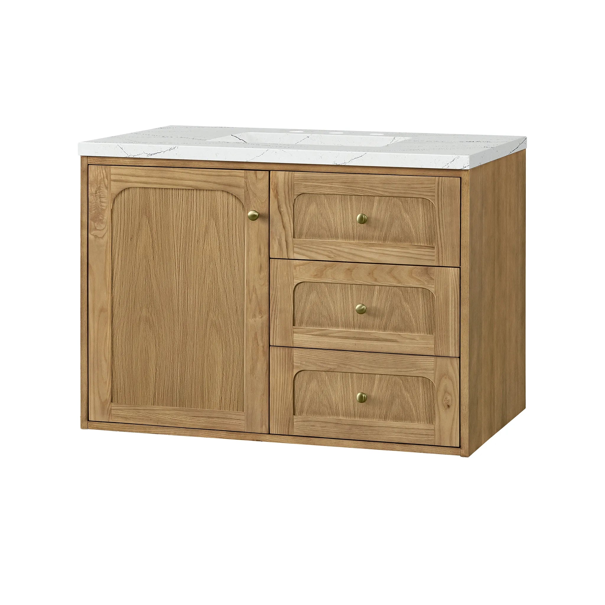 36" Laurent Single Vanity in Light Natural Oak-Ethereal Noctis Silestone-8" Widespread image 10