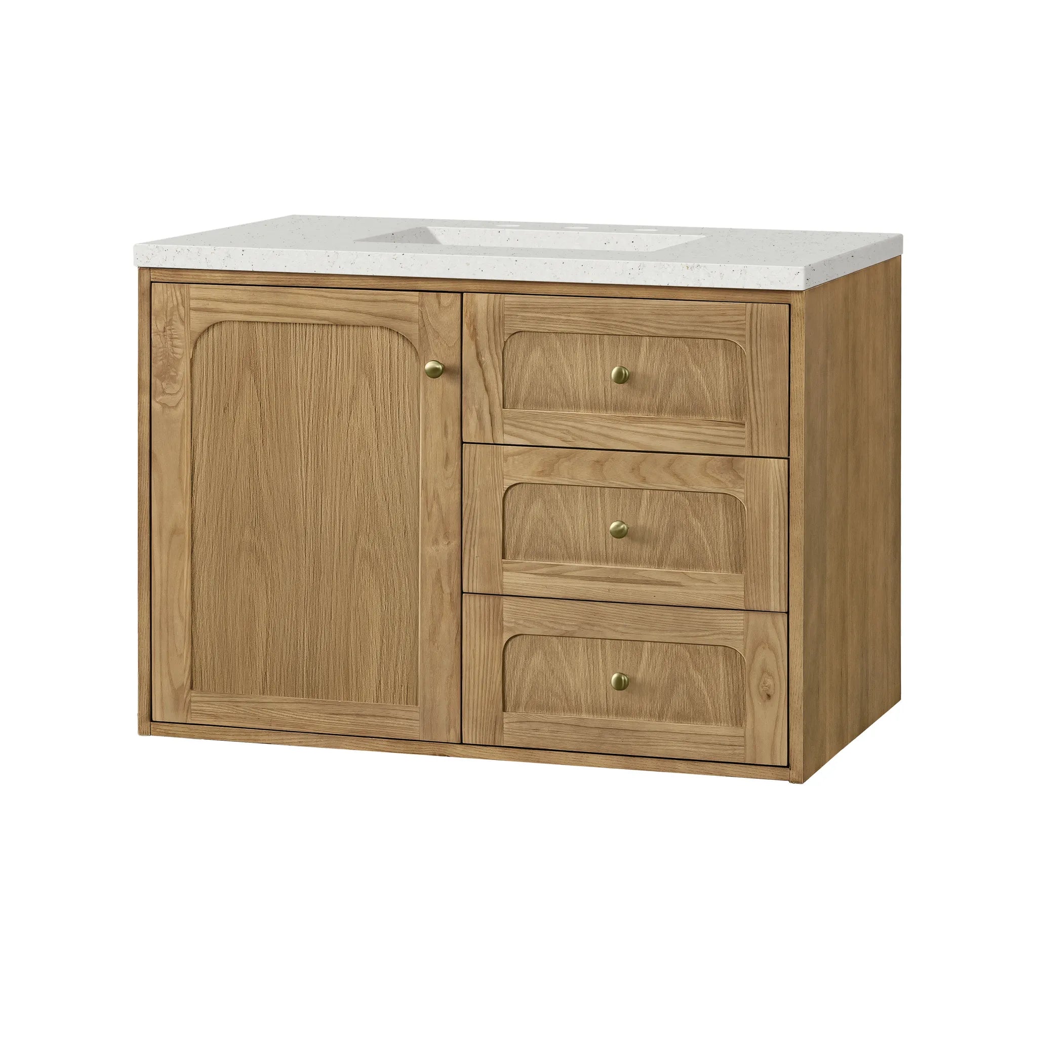 36" Laurent Single Vanity in Light Natural Oak-Lime Delight Silestone-8" Widespread image 12