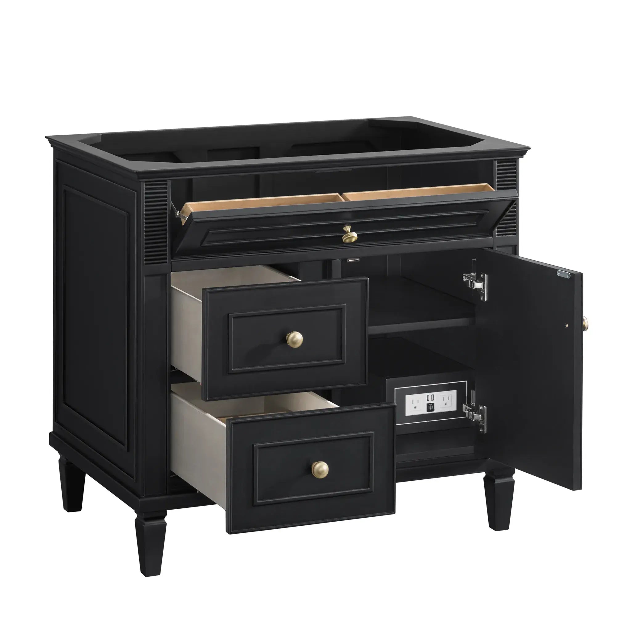 36" Lorelai Single Vanity in Black Onyx-White Zeus Silestone-8" Widespread image 9