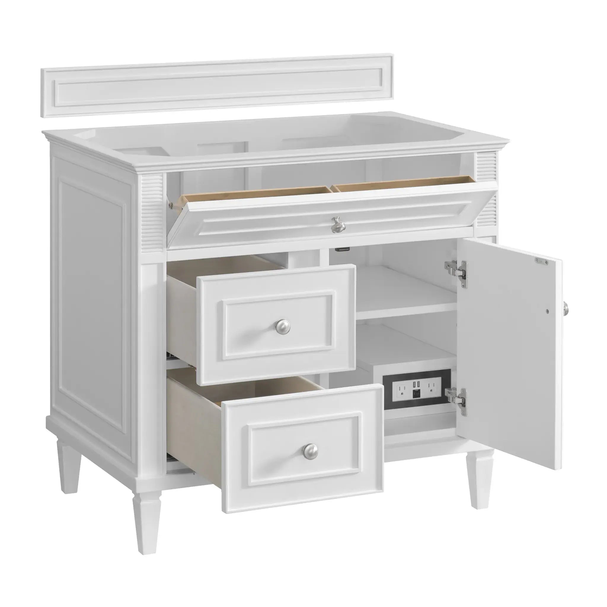36" Lorelai Single Vanity in Bright White-Parisien Bleu Silestone-8" Widespread image 7