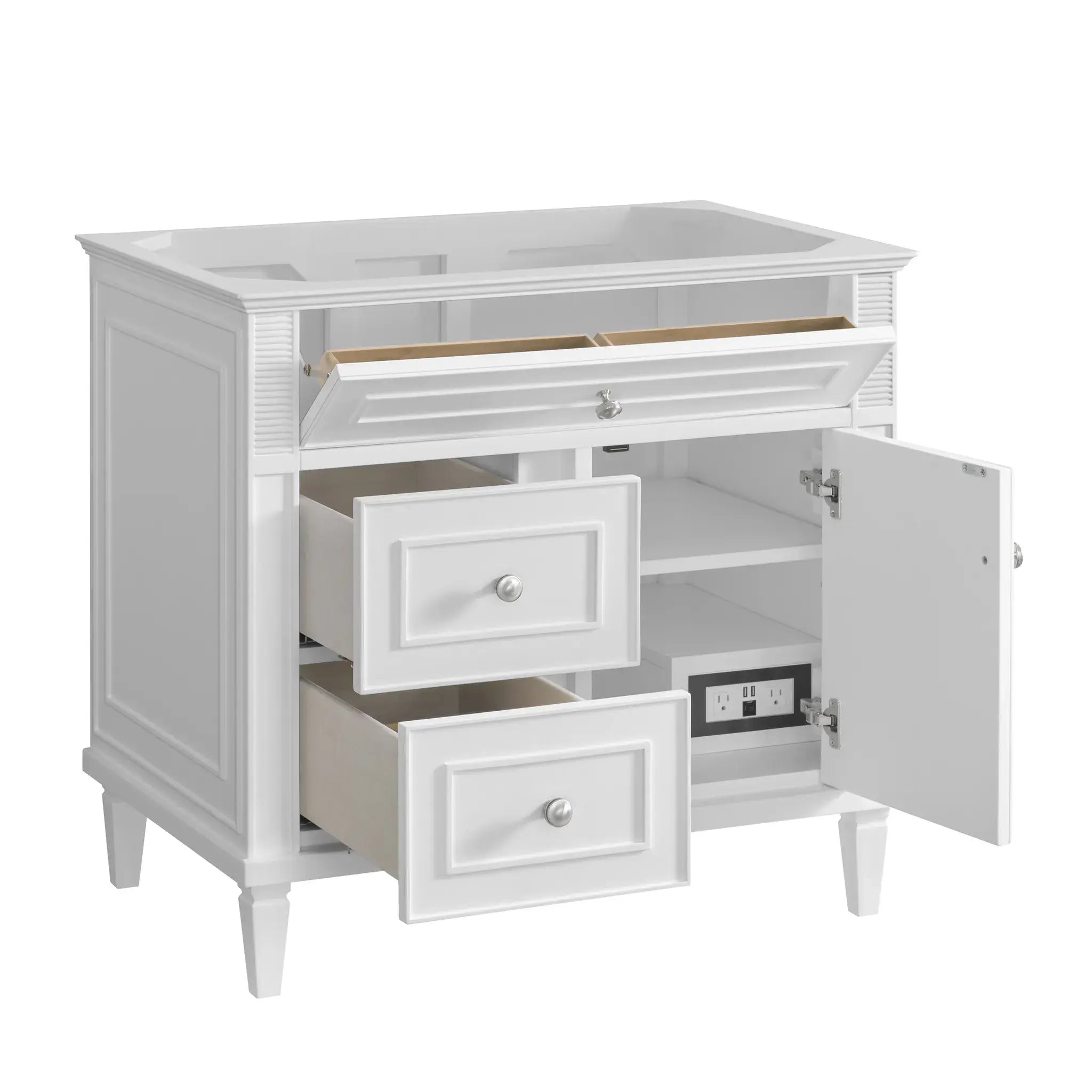 36" Lorelai Single Vanity in Bright White-White Zeus Silestone-8" Widespread image 9