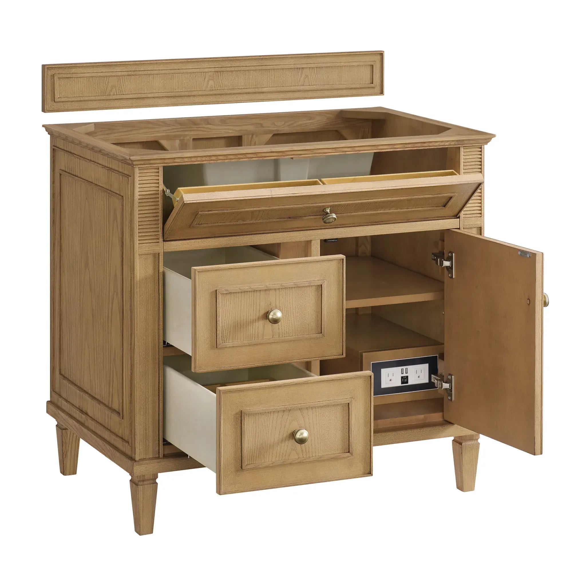 36" Lorelai Single Vanity in Light Natural Oak-Carrara White Marble-8" Widespread image 7