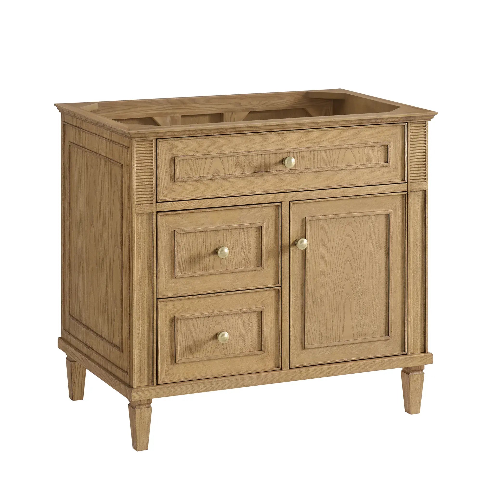 36" Lorelai Single Vanity in Light Natural Oak-White Zeus Silestone-8" Widespread image 1