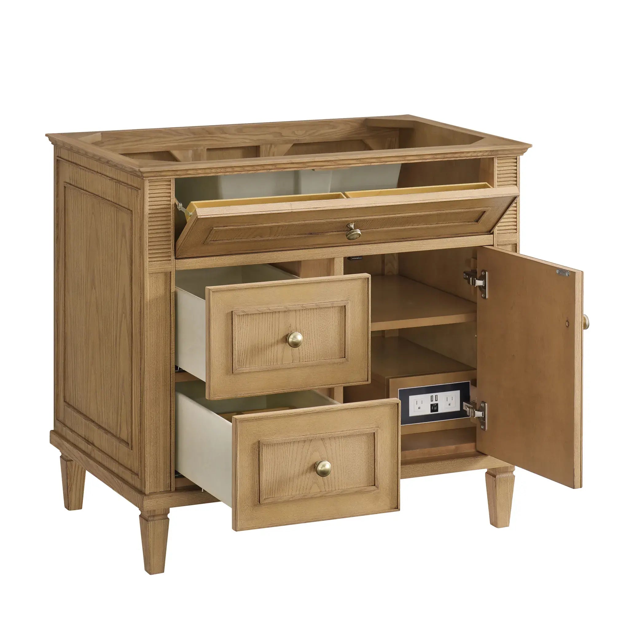 36" Lorelai Single Vanity in Light Natural Oak-White Zeus Silestone-8" Widespread image 9