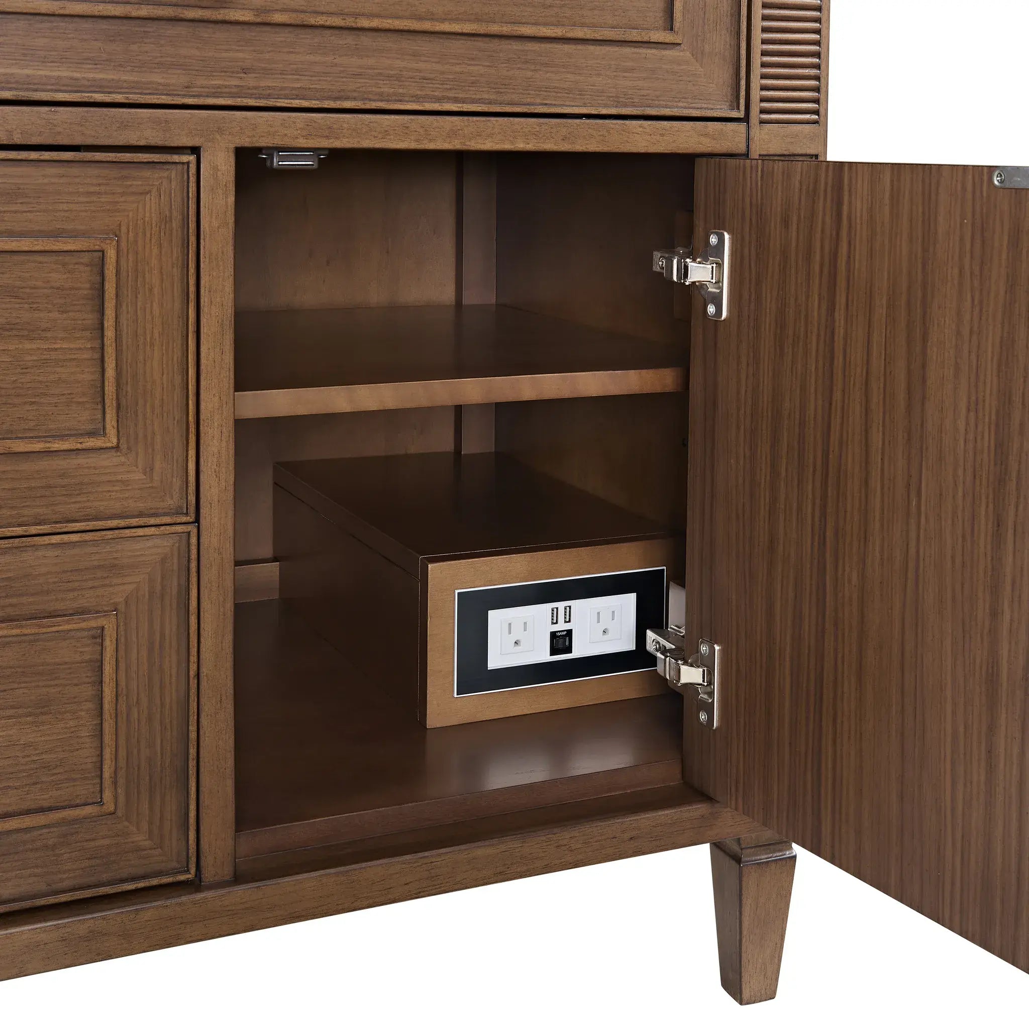 36" Lorelai Single Vanity in Mid-Century Walnut-Eternal Jasmine Pearl Silestone-8" Widespread image 12