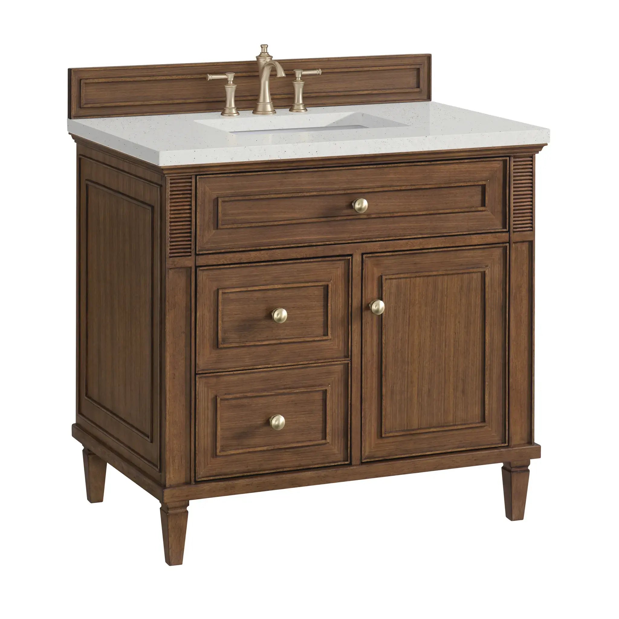 36" Lorelai Single Vanity in Mid-Century Walnut-Lime Delight Silestone-8" Widespread image 10