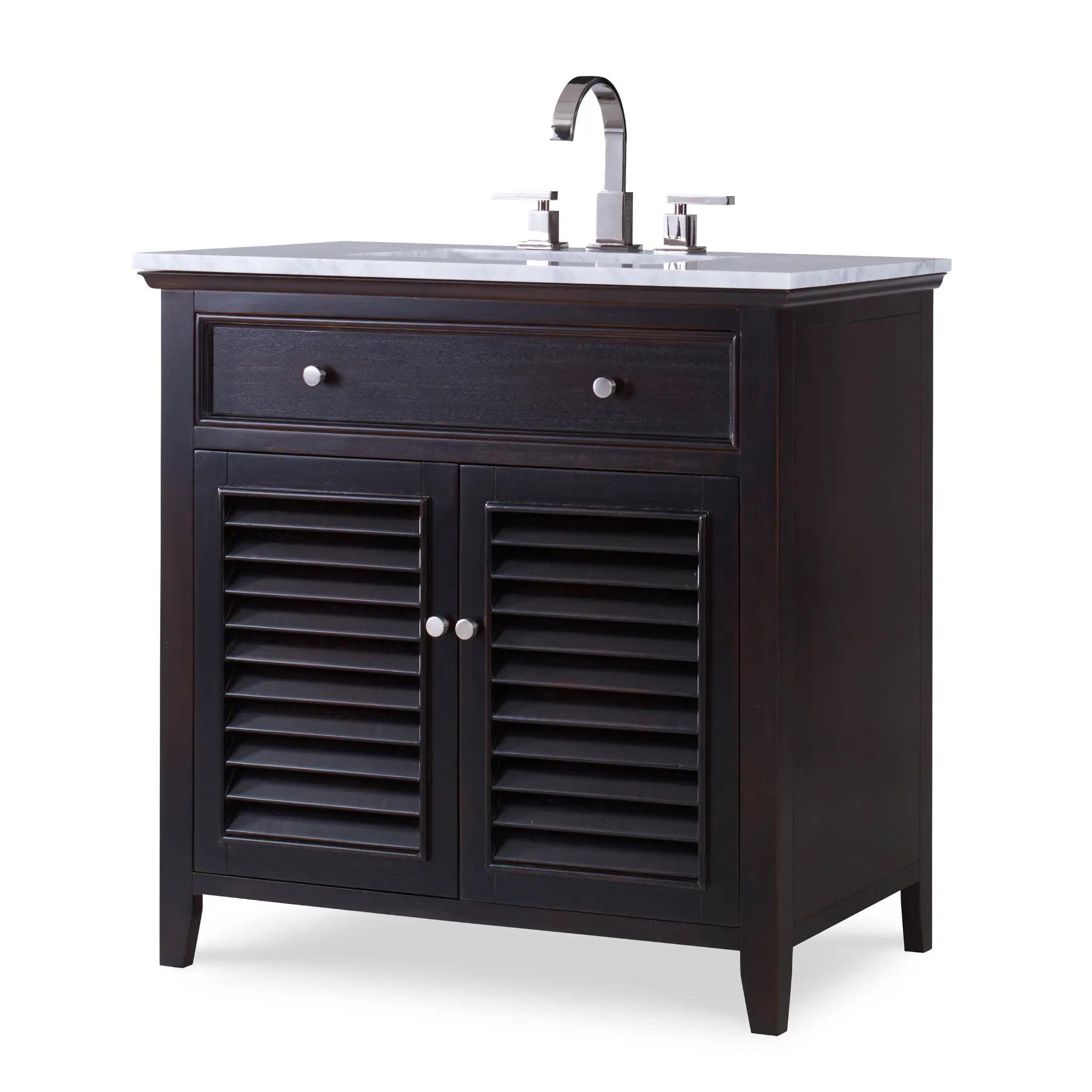 36" Louvered Sink Chest - Rubbed Raven by Ambella Home image 1