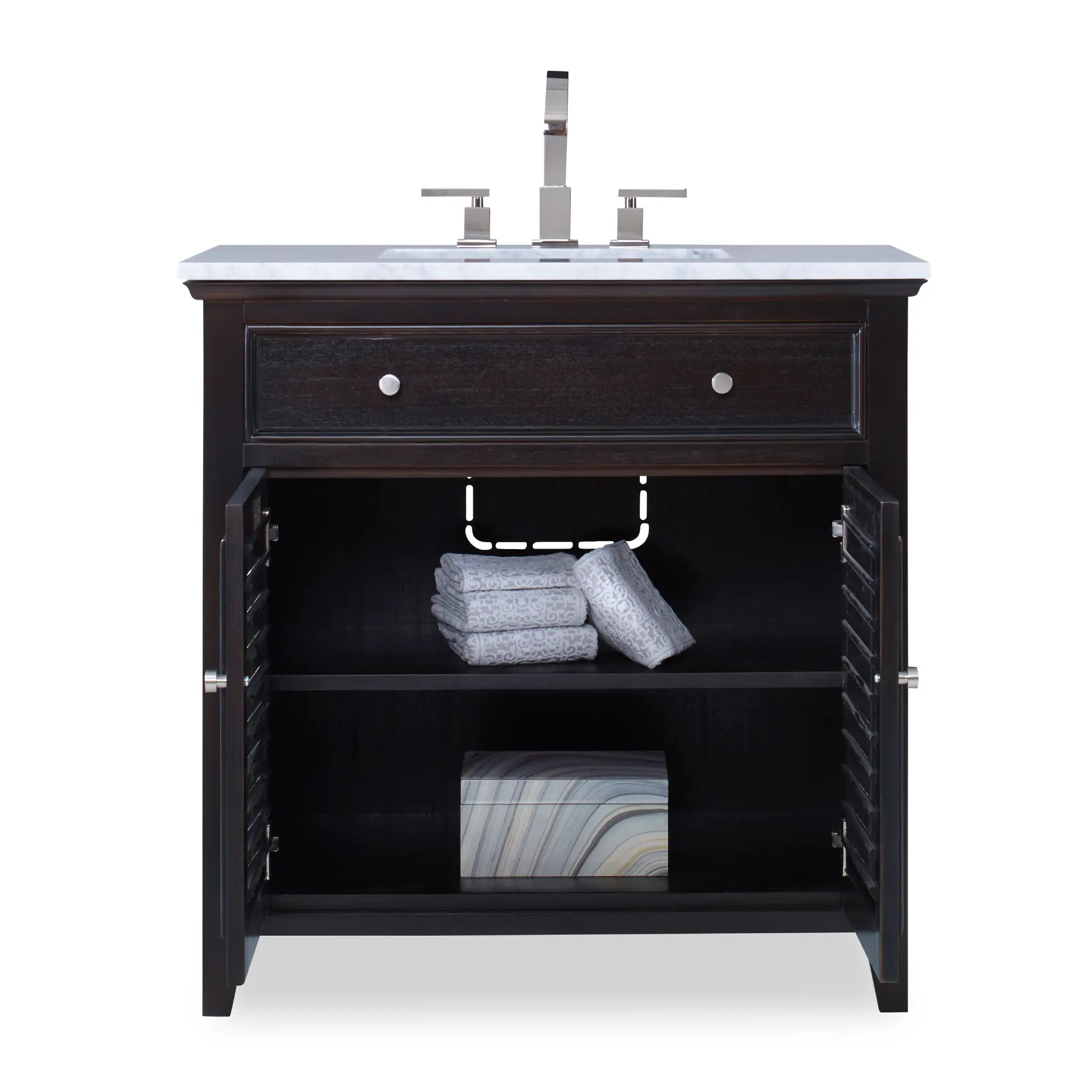 36" Louvered Sink Chest - Rubbed Raven by Ambella Home image 5