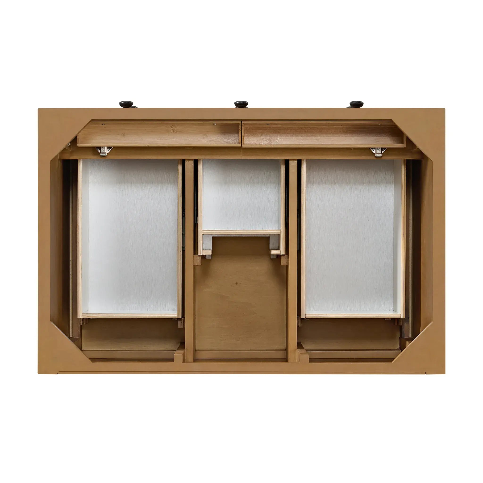36" Malibu Single Vanity in Amber Birch-Ethereal Noctis Silestone-8" Widespread image 5