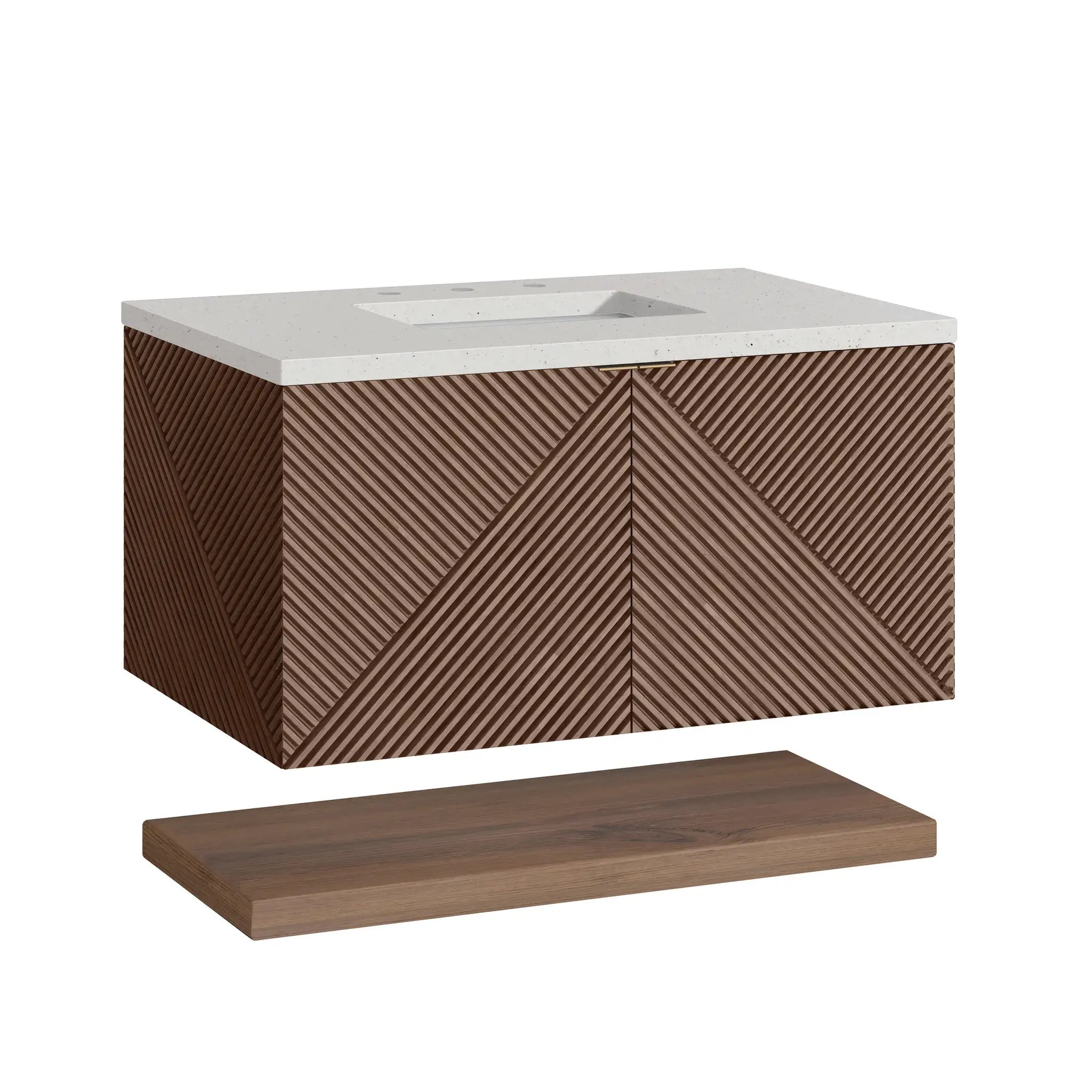 36" Marcello Single Vanity in Chestnut-Lime Delight Silestone-8" Widespread image 4