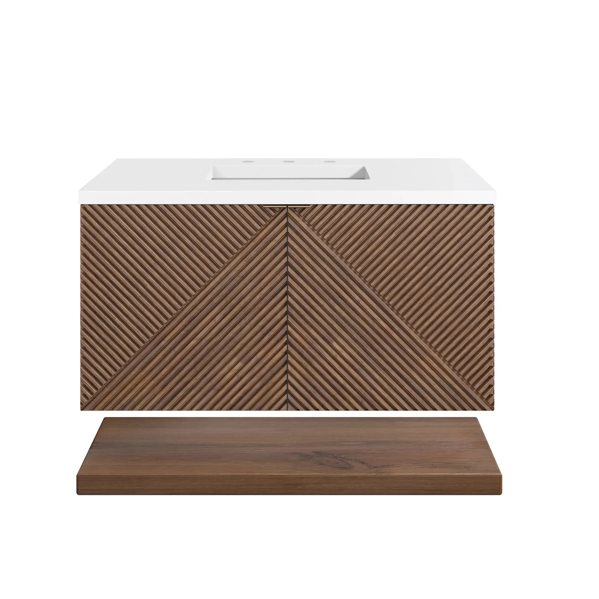 36" Marcello Single Vanity in Chestnut-White Zeus Silestone-8" Widespread image