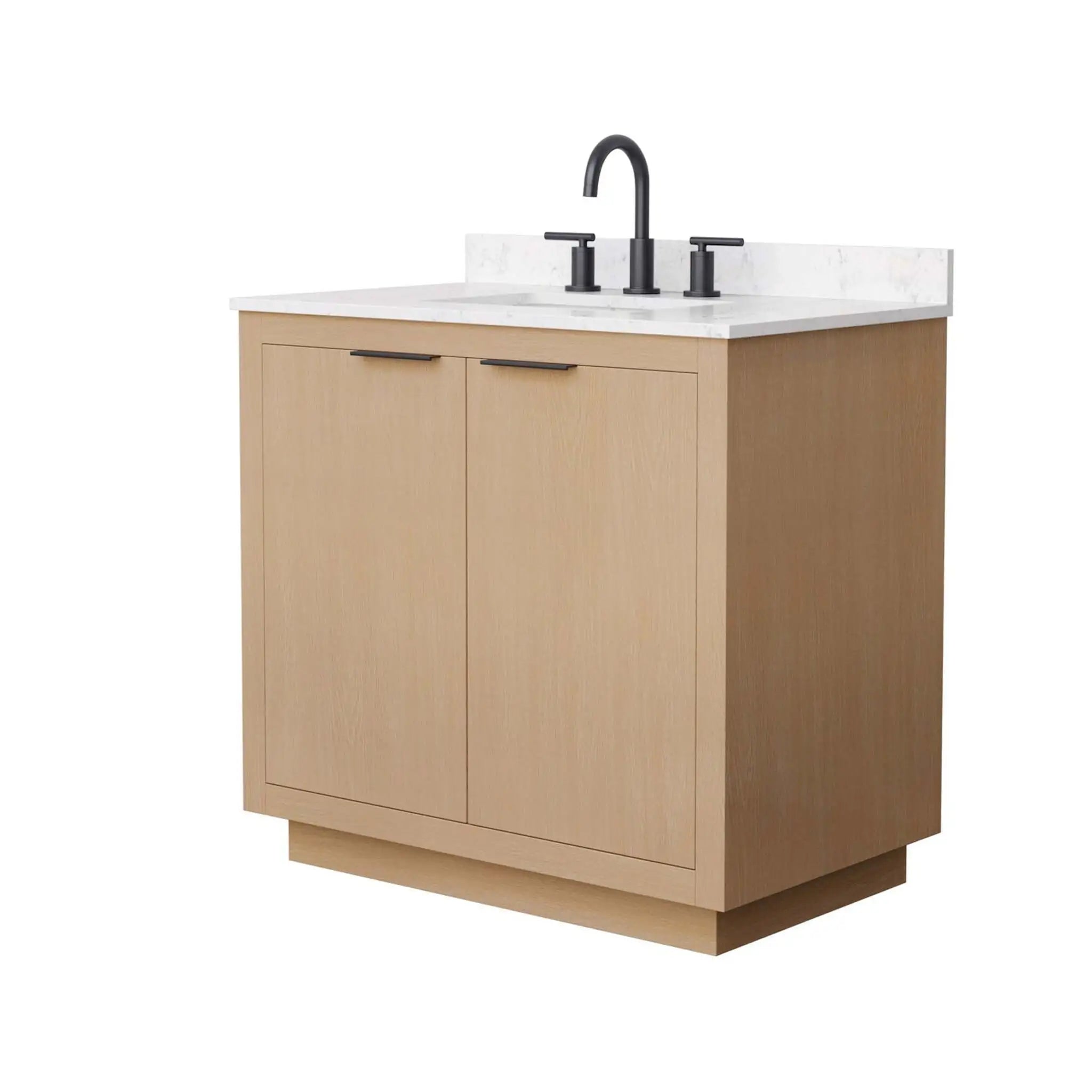 36" Maroni Single Bathroom Vanity in Light Straw with Matte Black Trim by Wyndham