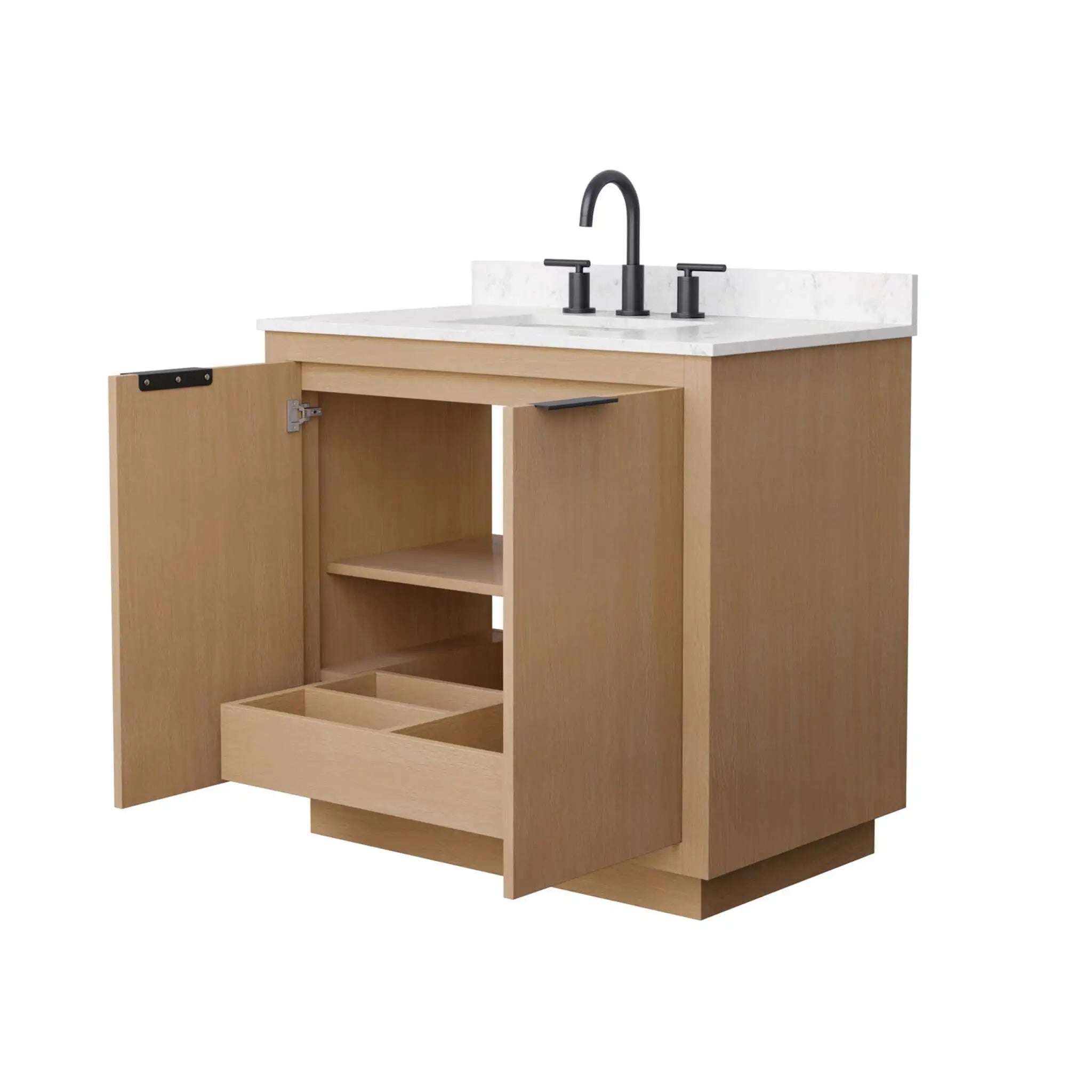 36" Maroni Single Bathroom Vanity in Light Straw with Matte Black Trim by Wyndham
