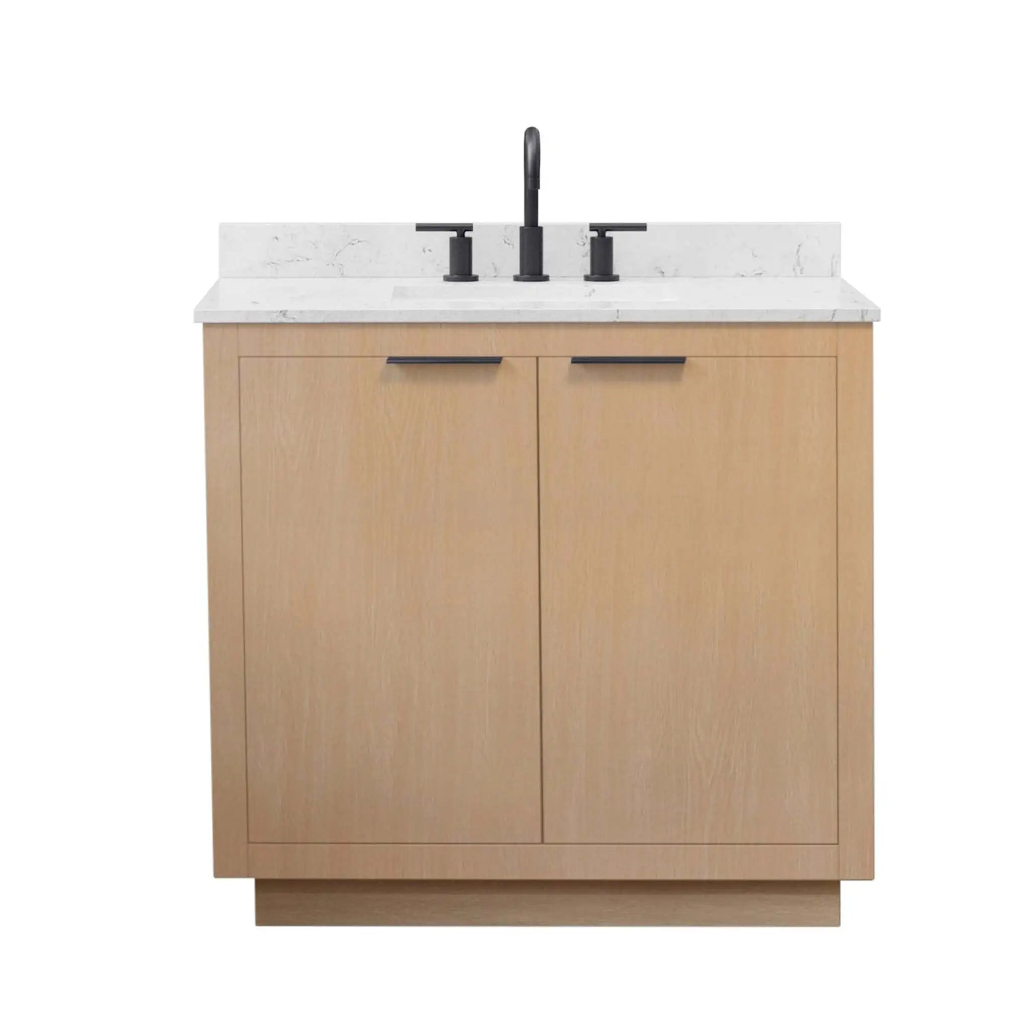 36" Maroni Single Bathroom Vanity in Light Straw with Matte Black Trim by Wyndham