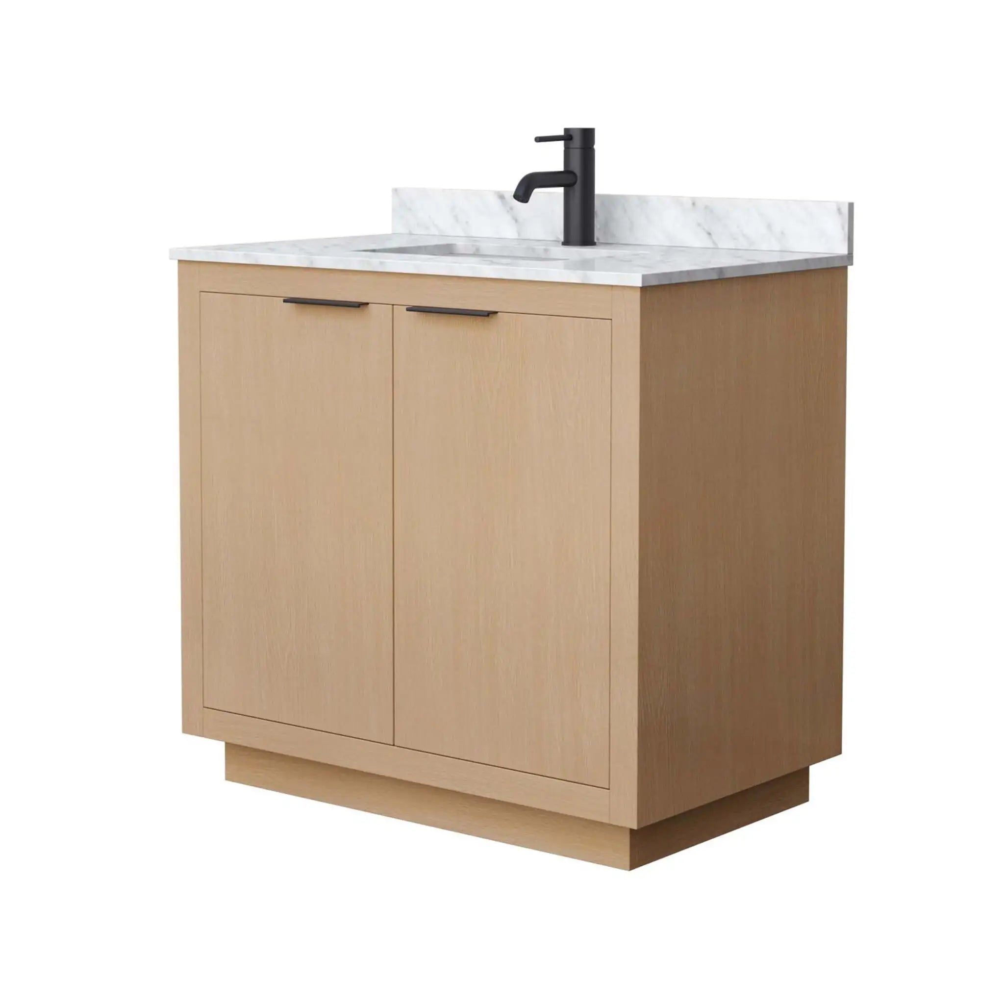 36" Maroni Single Bathroom Vanity in Light Straw with Matte Black Trim by Wyndham