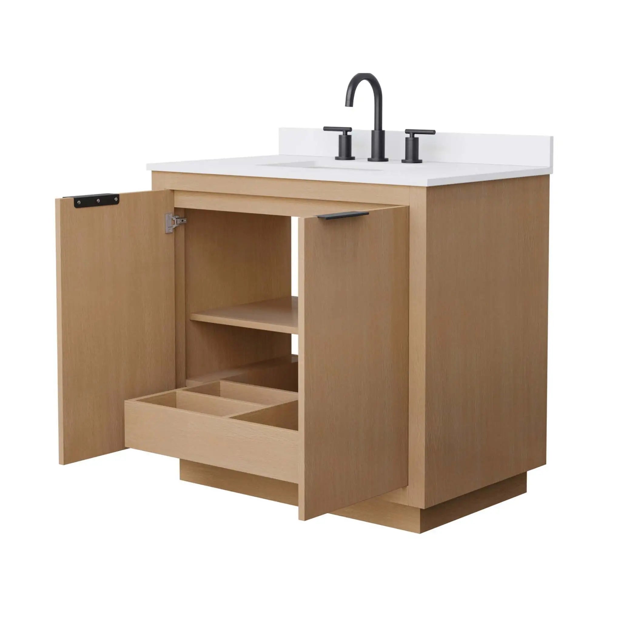 36" Maroni Single Bathroom Vanity in Light Straw with Matte Black Trim by Wyndham