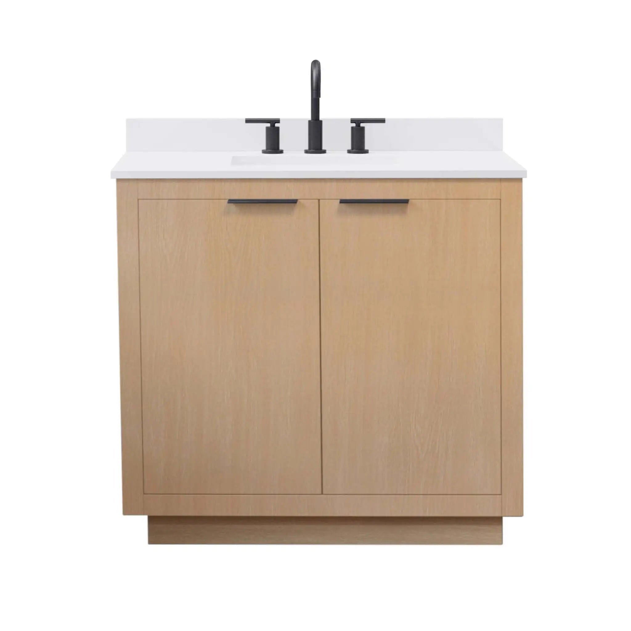 36" Maroni Single Bathroom Vanity in Light Straw with Matte Black Trim by Wyndham