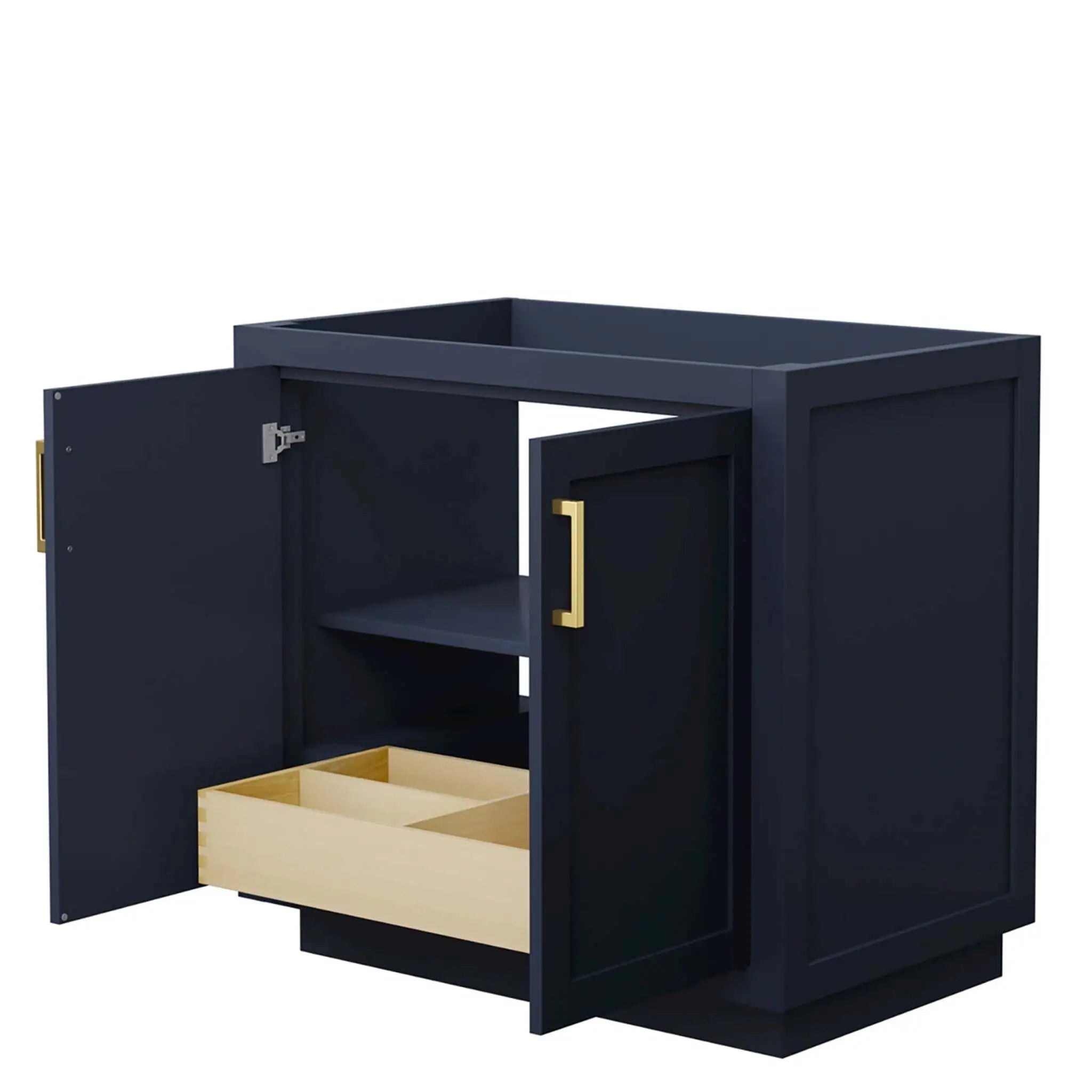 36" Miranda Single Bathroom Vanity in Dark Blue with Brushed Gold Trim by Wyndham