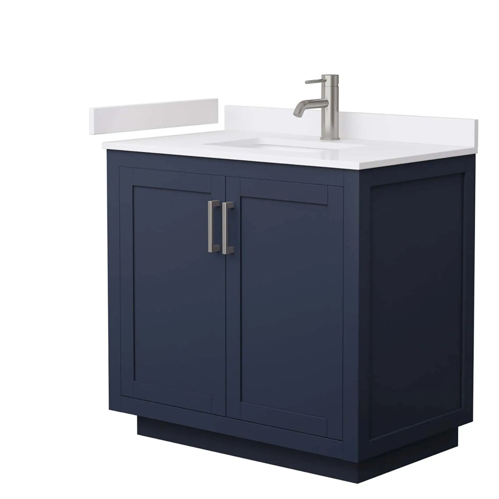 36" Miranda Single Bathroom Vanity in Dark Blue with Brushed Nickel Trim by Wyndham
