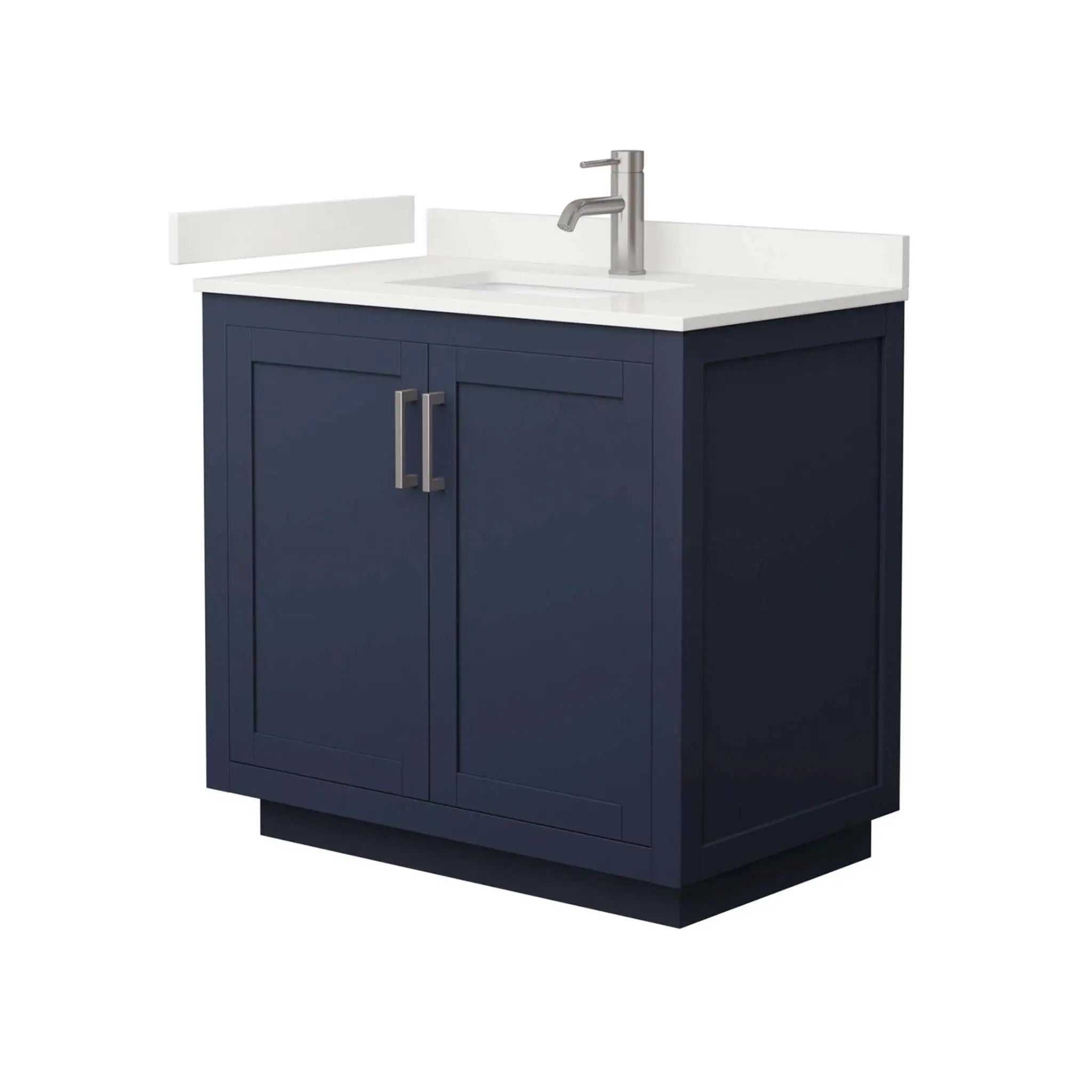 36" Miranda Single Bathroom Vanity in Dark Blue with Brushed Nickel Trim by Wyndham