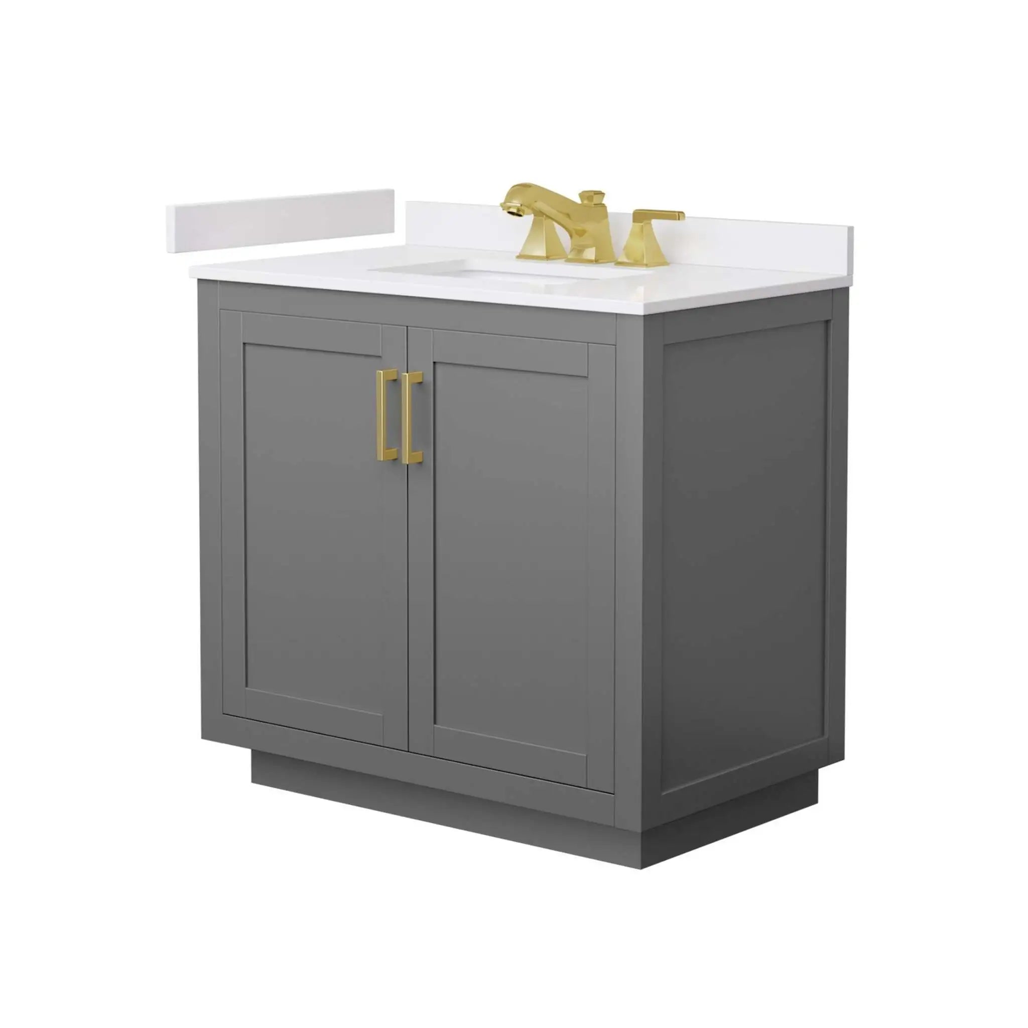 36" Miranda Single Bathroom Vanity in Dark Gray with Brushed Gold Trim by Wyndham