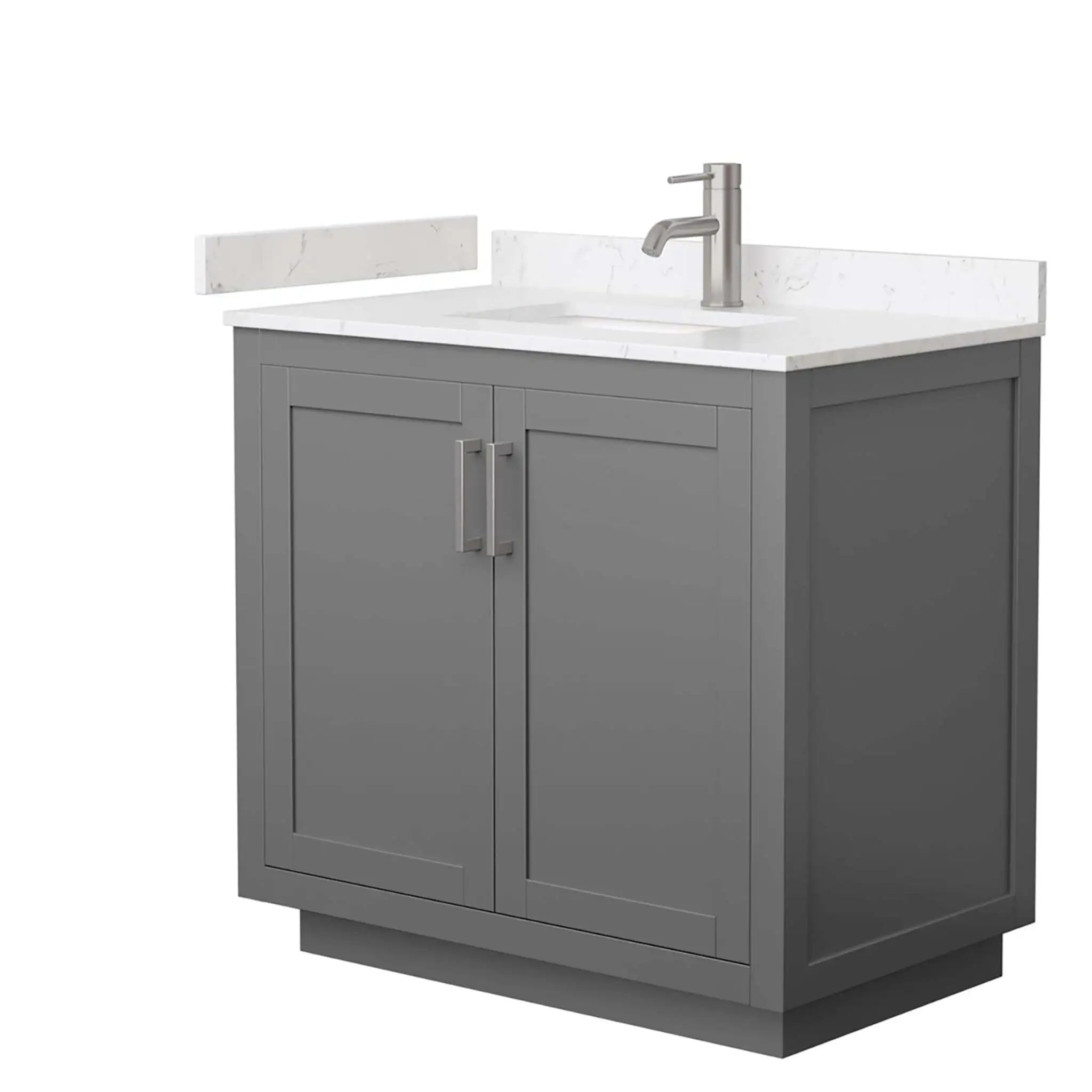 36" Miranda Single Bathroom Vanity in Dark Gray with Brushed Nickel Trim by Wyndham