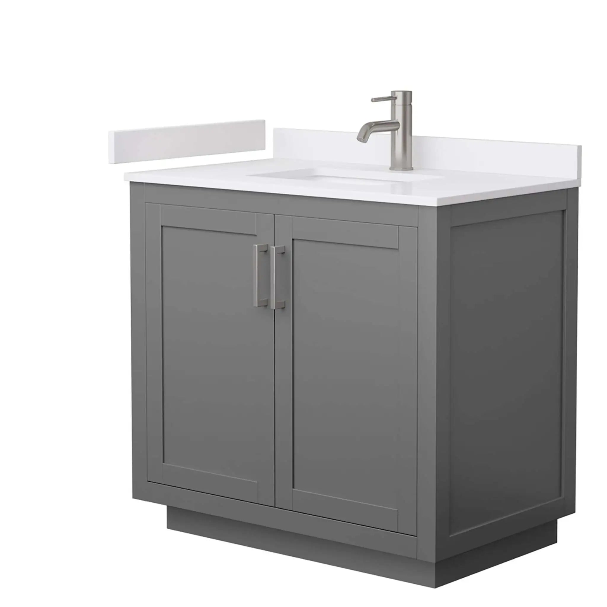 36" Miranda Single Bathroom Vanity in Dark Gray with Brushed Nickel Trim by Wyndham