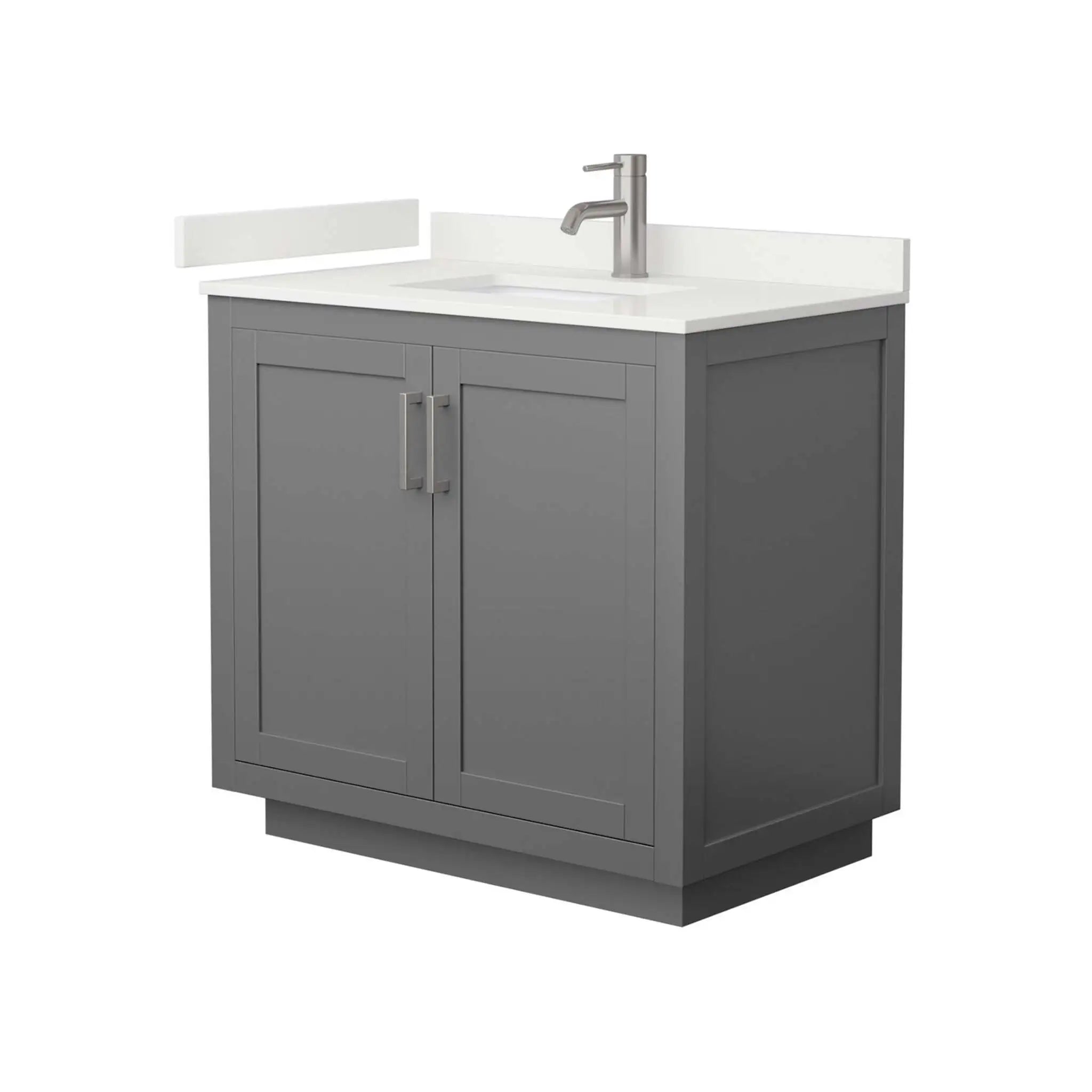 36" Miranda Single Bathroom Vanity in Dark Gray with Brushed Nickel Trim by Wyndham