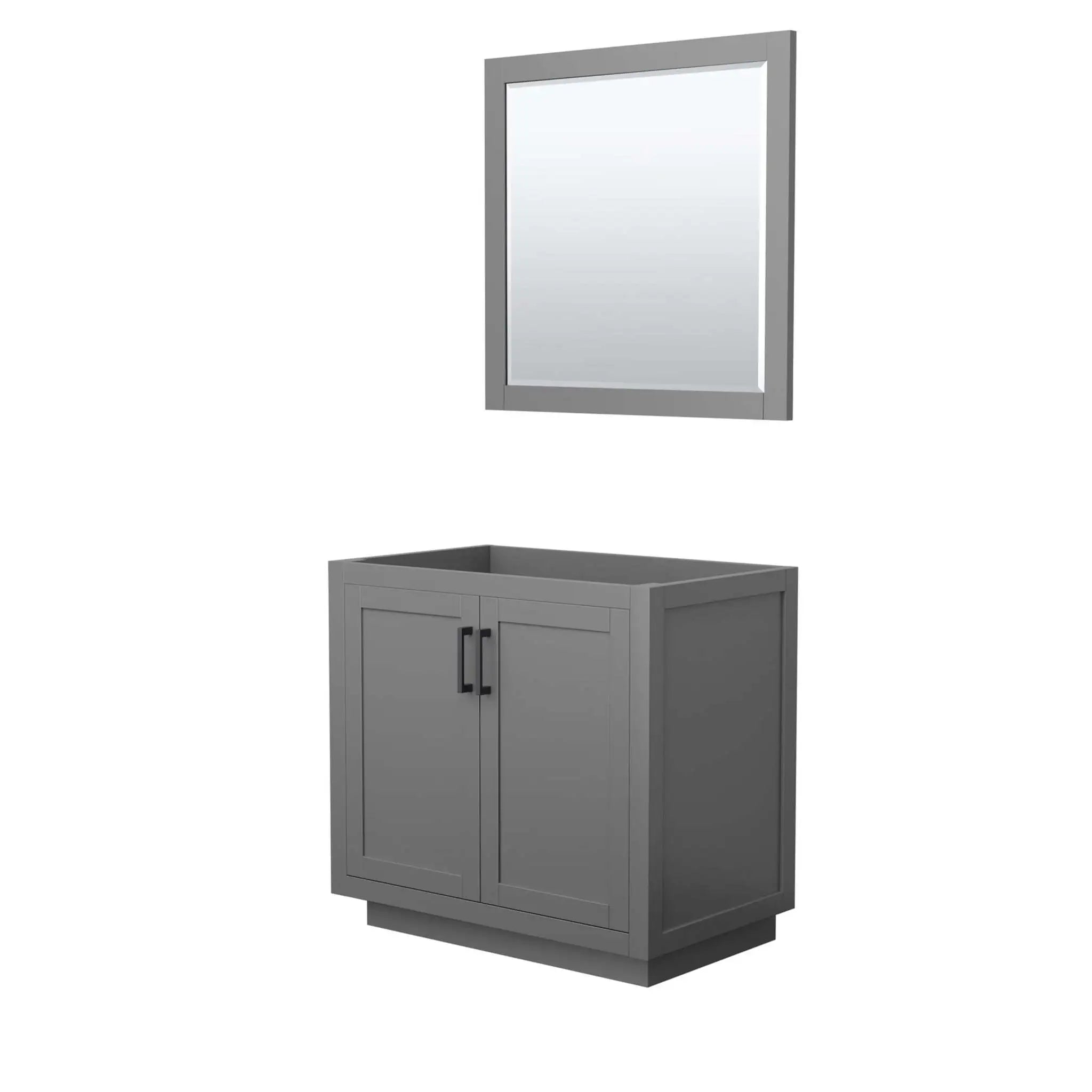 36" Miranda Single Bathroom Vanity in Dark Gray with Matte Black Trim & 34" Mirror by Wyndham