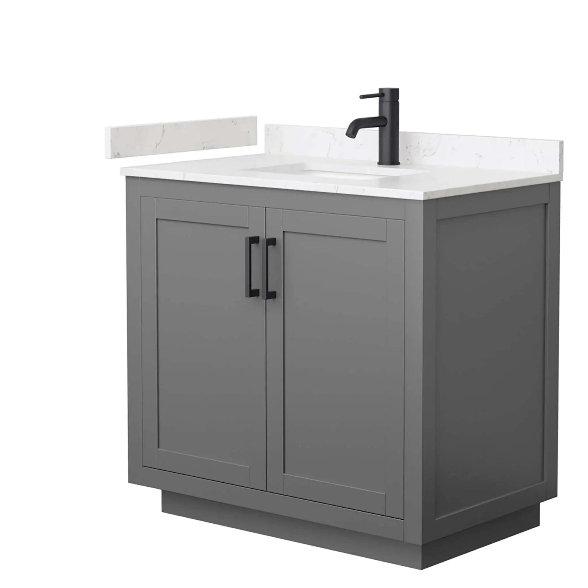 36" Miranda Single Bathroom Vanity in Dark Gray with Matte Black Trim by Wyndham