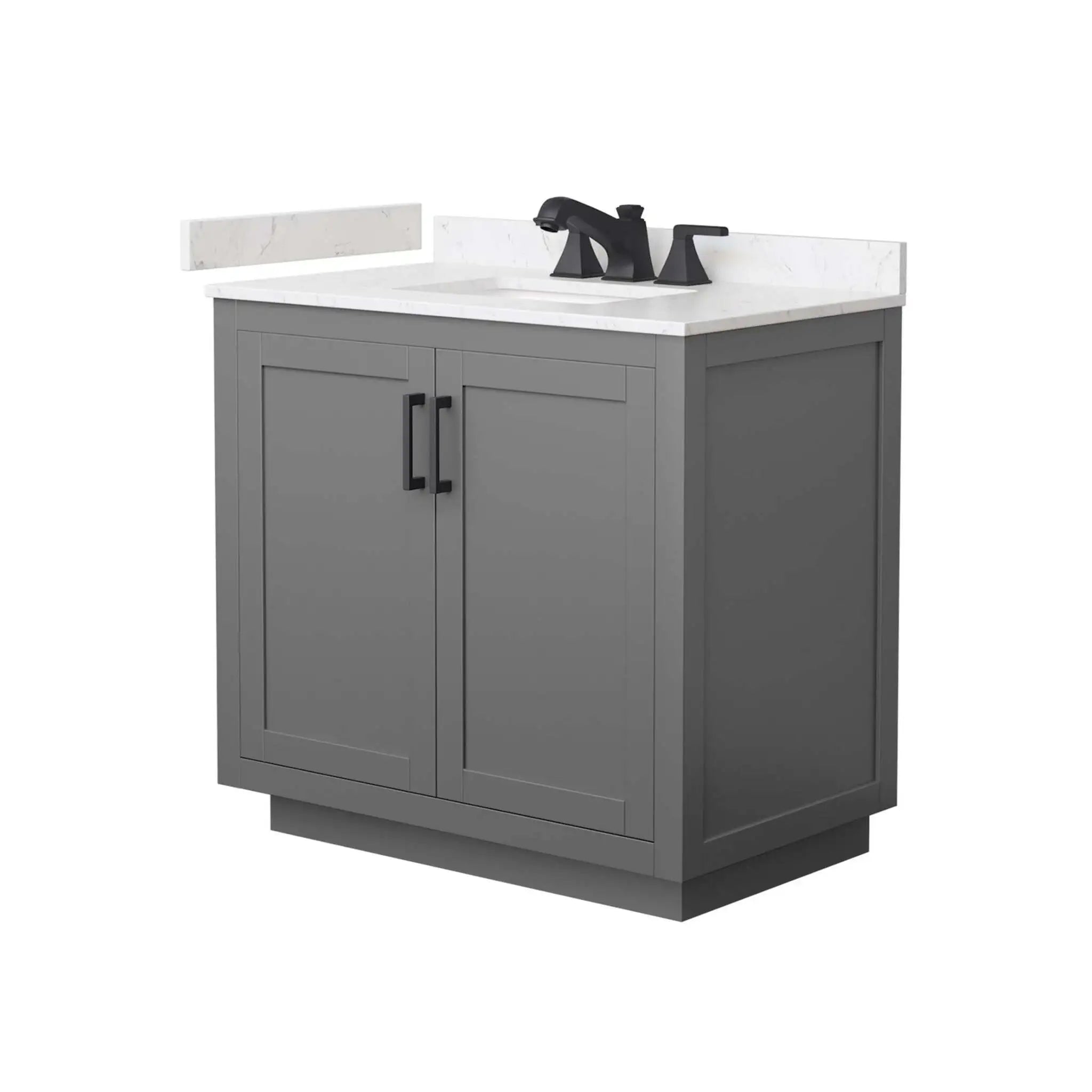 36" Miranda Single Bathroom Vanity in Dark Gray with Matte Black Trim by Wyndham