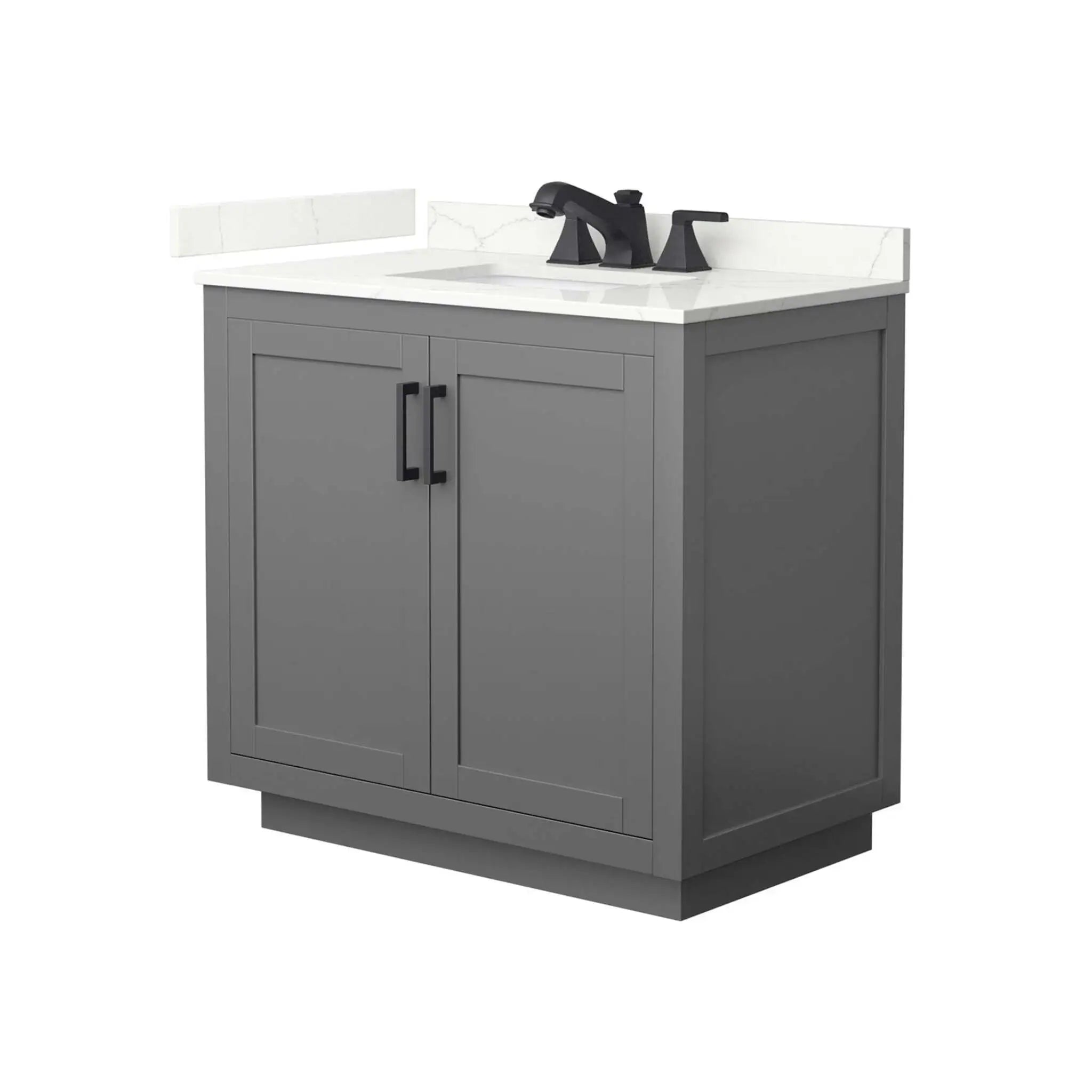 36" Miranda Single Bathroom Vanity in Dark Gray with Matte Black Trim by Wyndham