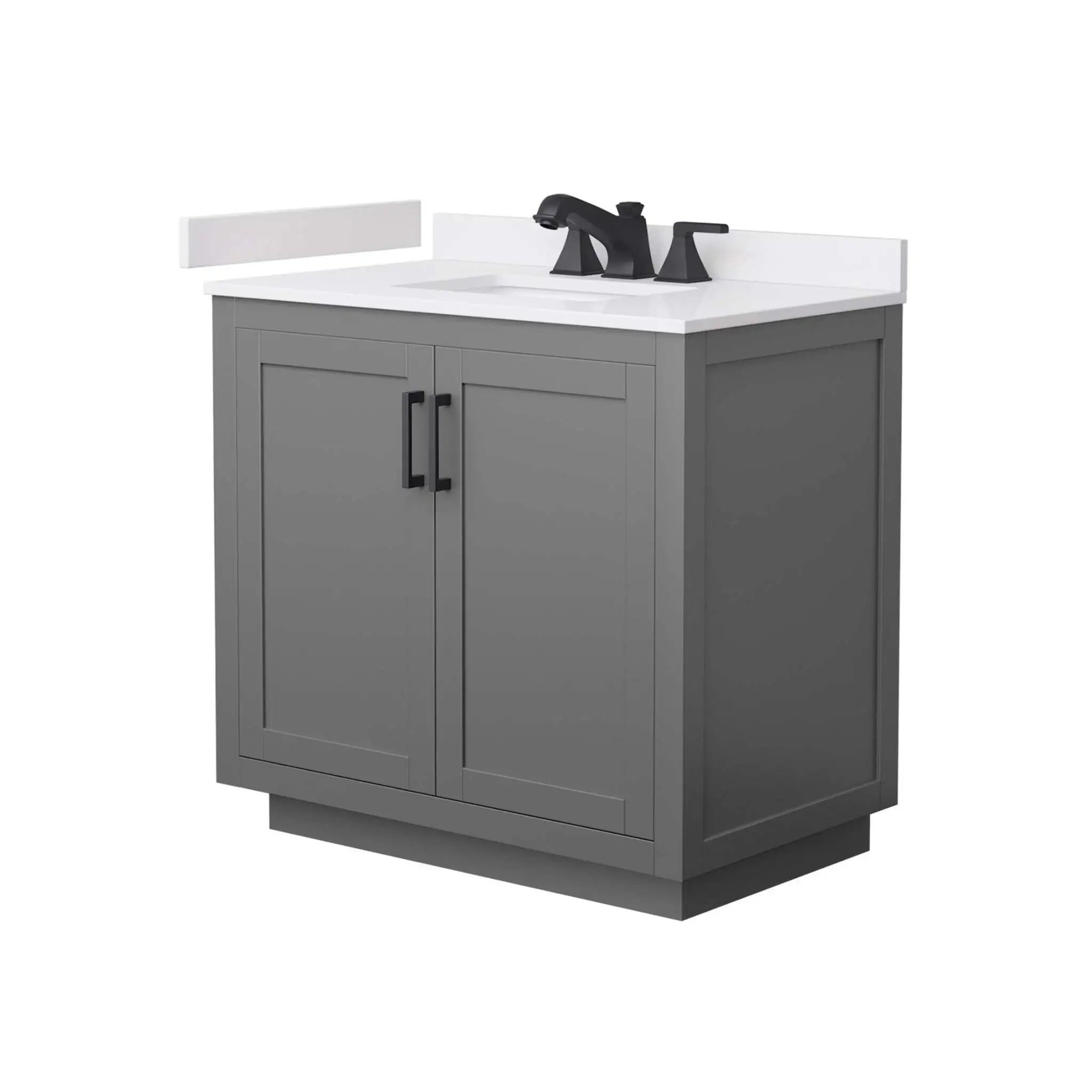 36" Miranda Single Bathroom Vanity in Dark Gray with Matte Black Trim by Wyndham